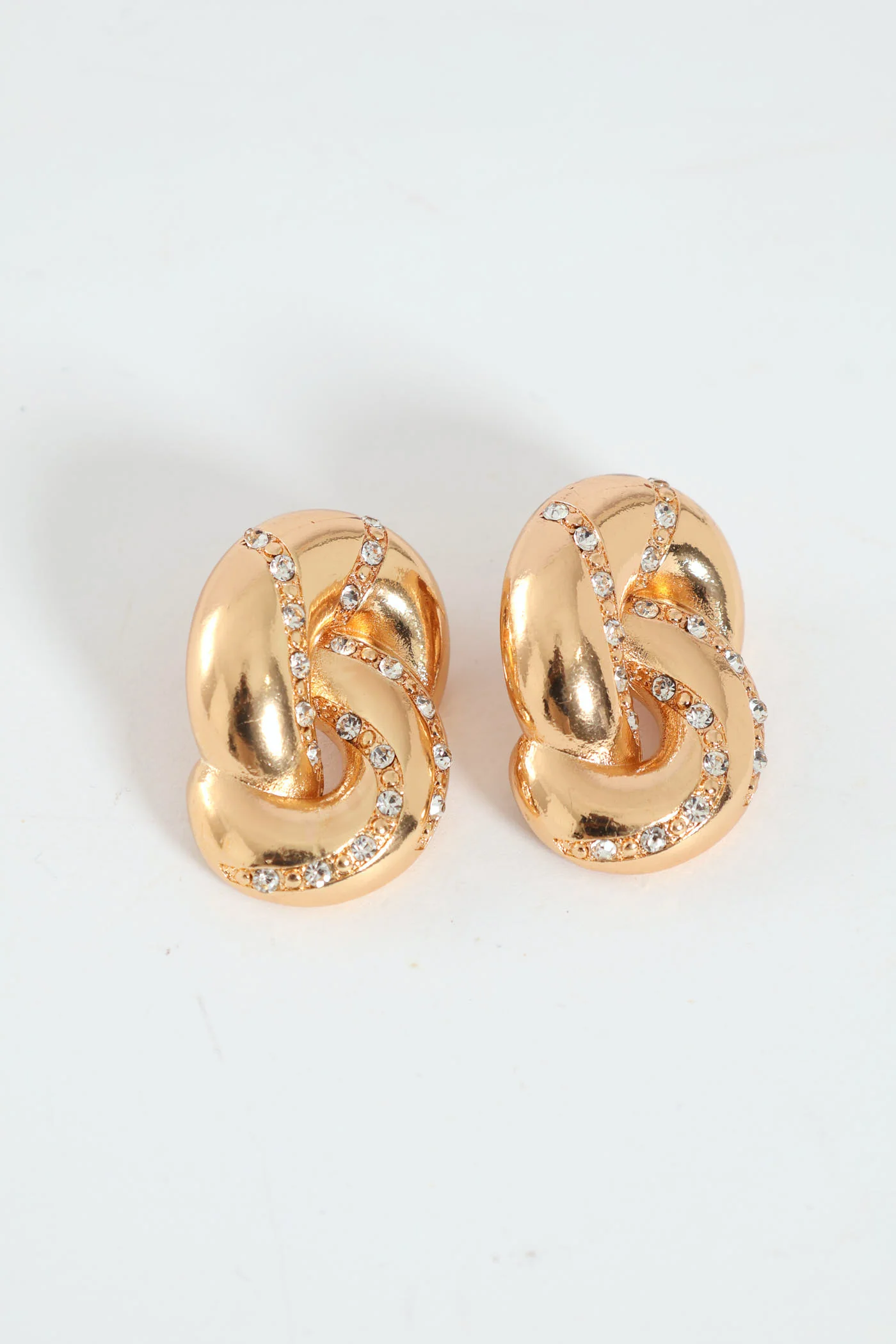 Twisted Diamante Statement Earrings - Gold