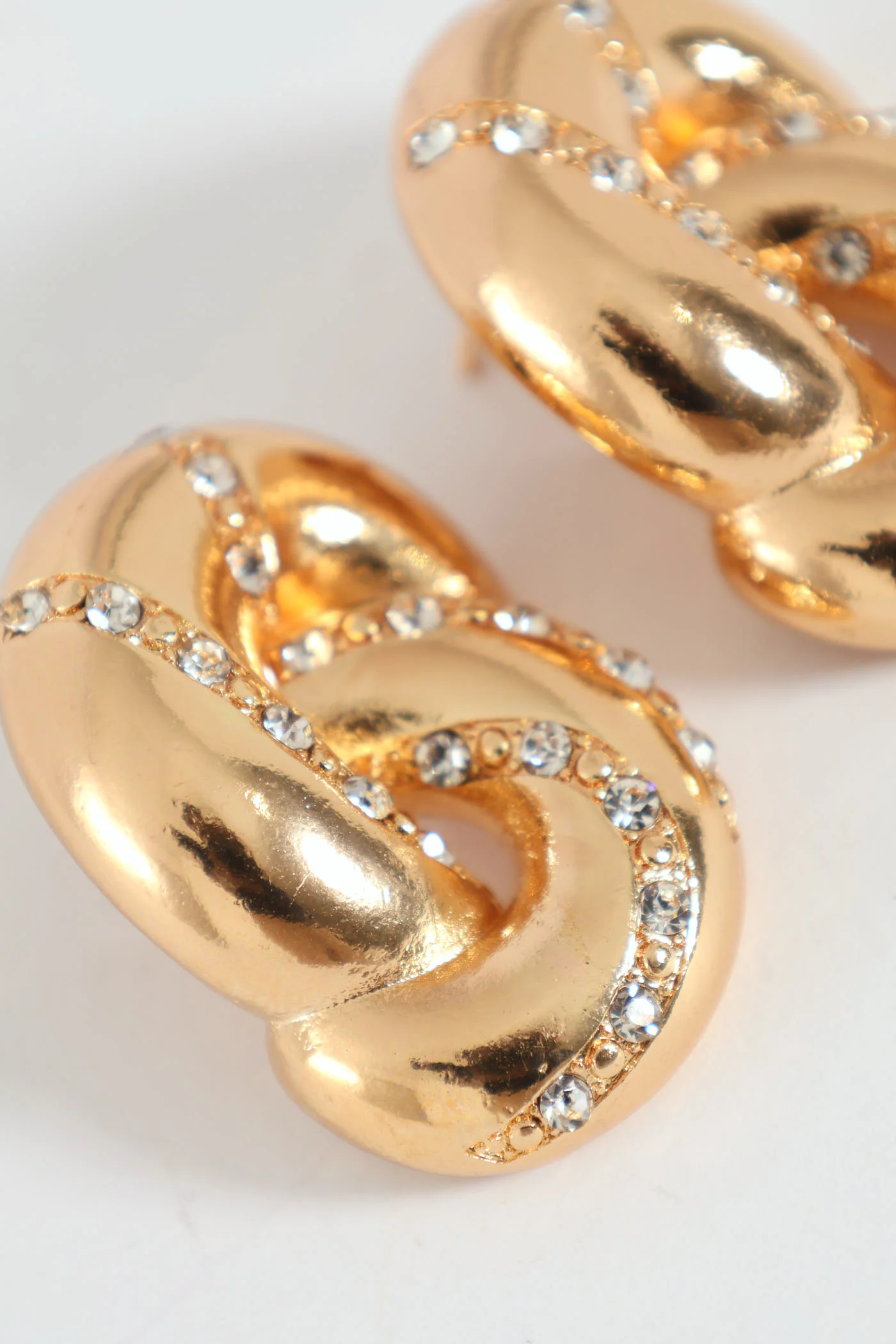 Twisted Diamante Statement Earrings - Gold - Image 3