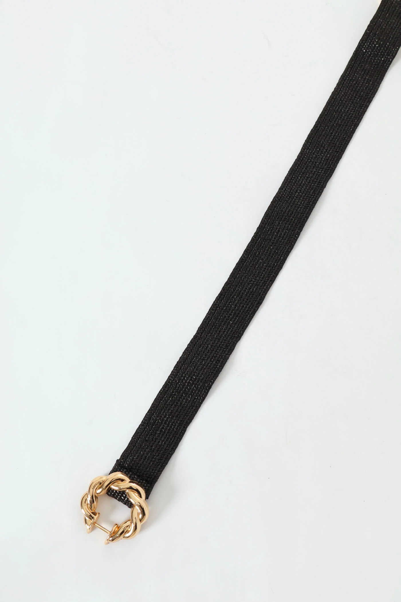 Twisted Double Buckle Raffia Waisted Belt - Gold - Image 2