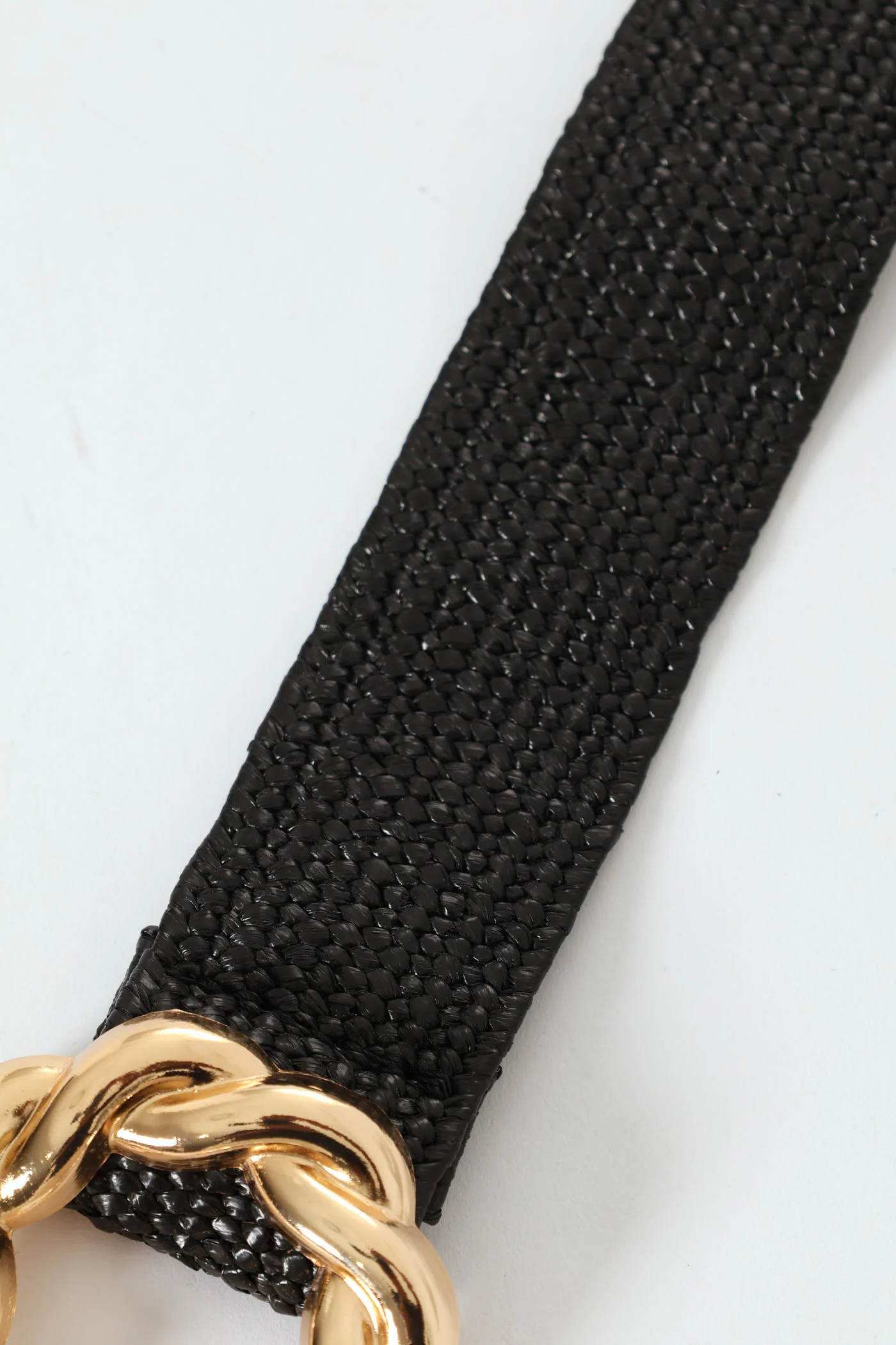 Twisted Double Buckle Raffia Waisted Belt - Gold - Image 3