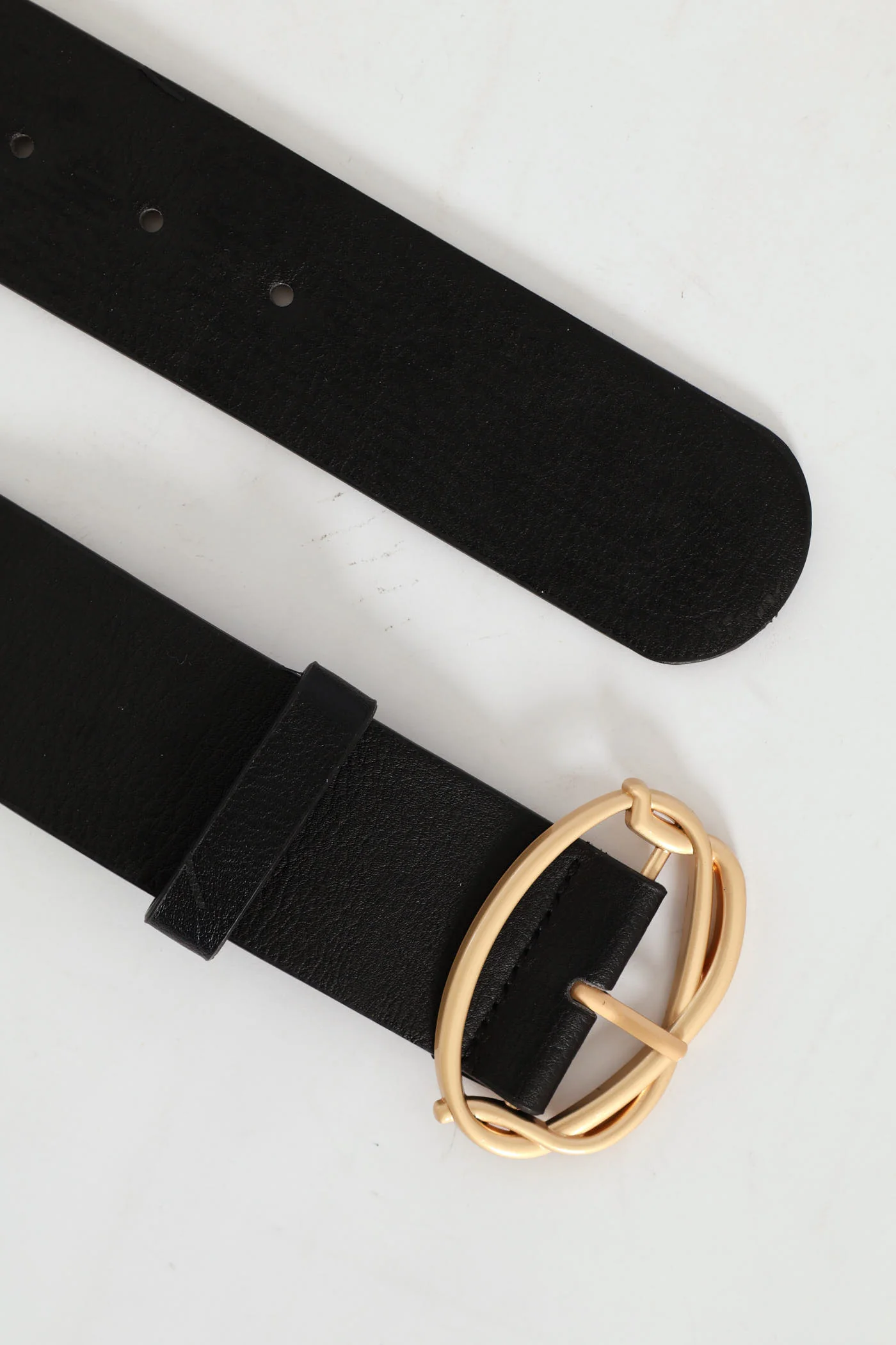 Twisted Statement Buckle Waisted Belt - Gold