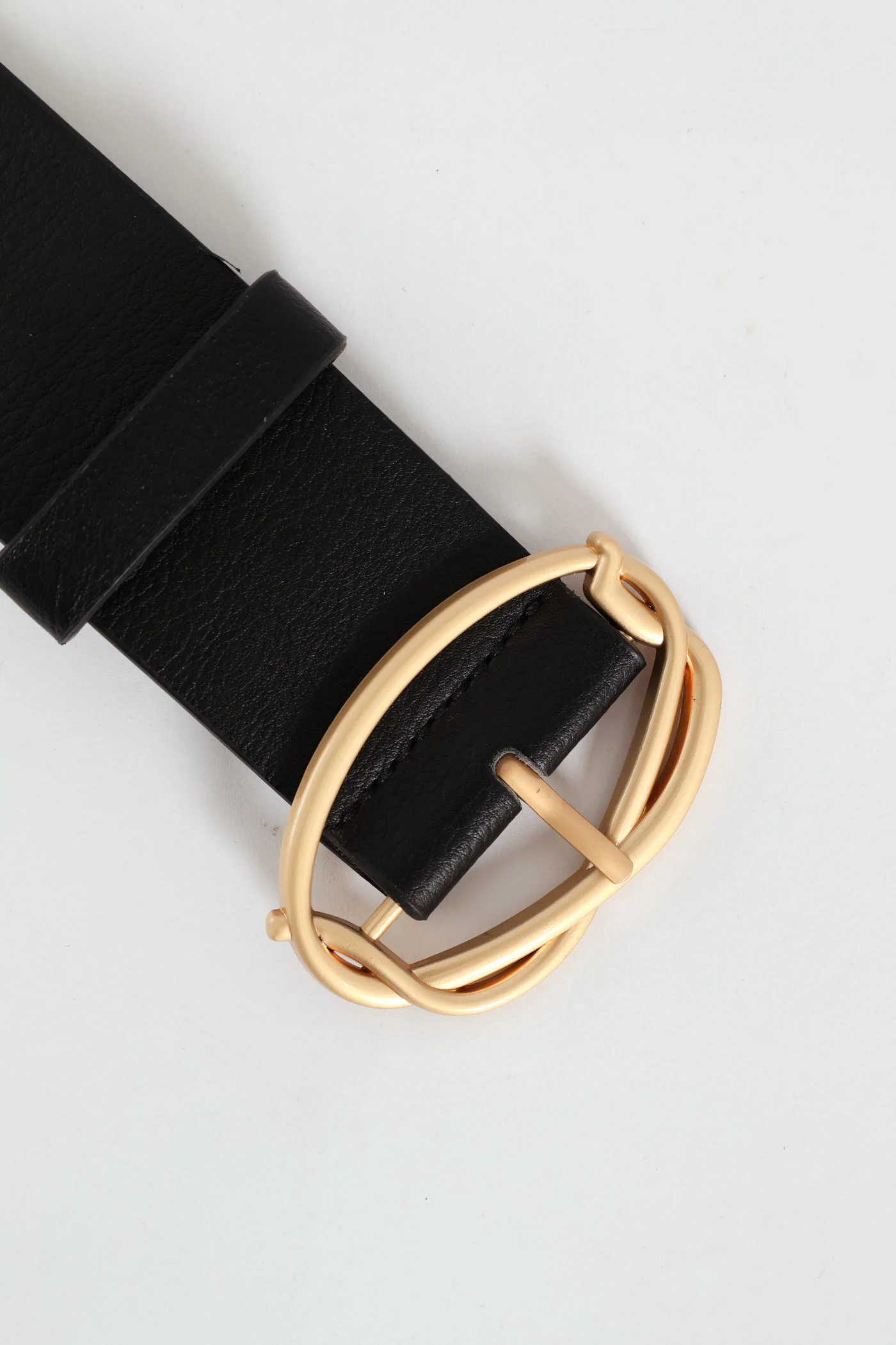 Twisted Statement Buckle Waisted Belt - Gold - Image 2