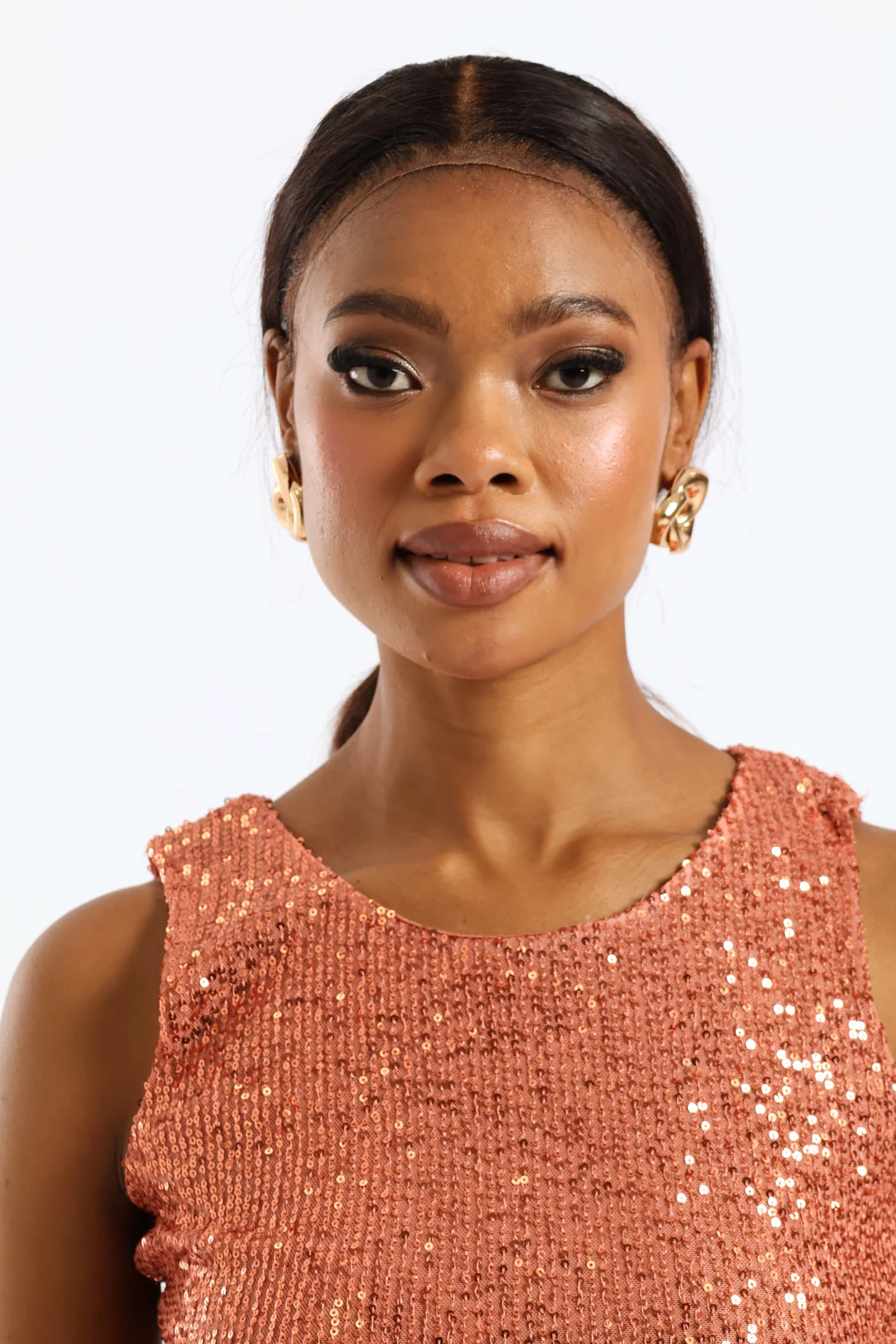 Twisted Triangluar Statement Earrings - Gold - Image 5
