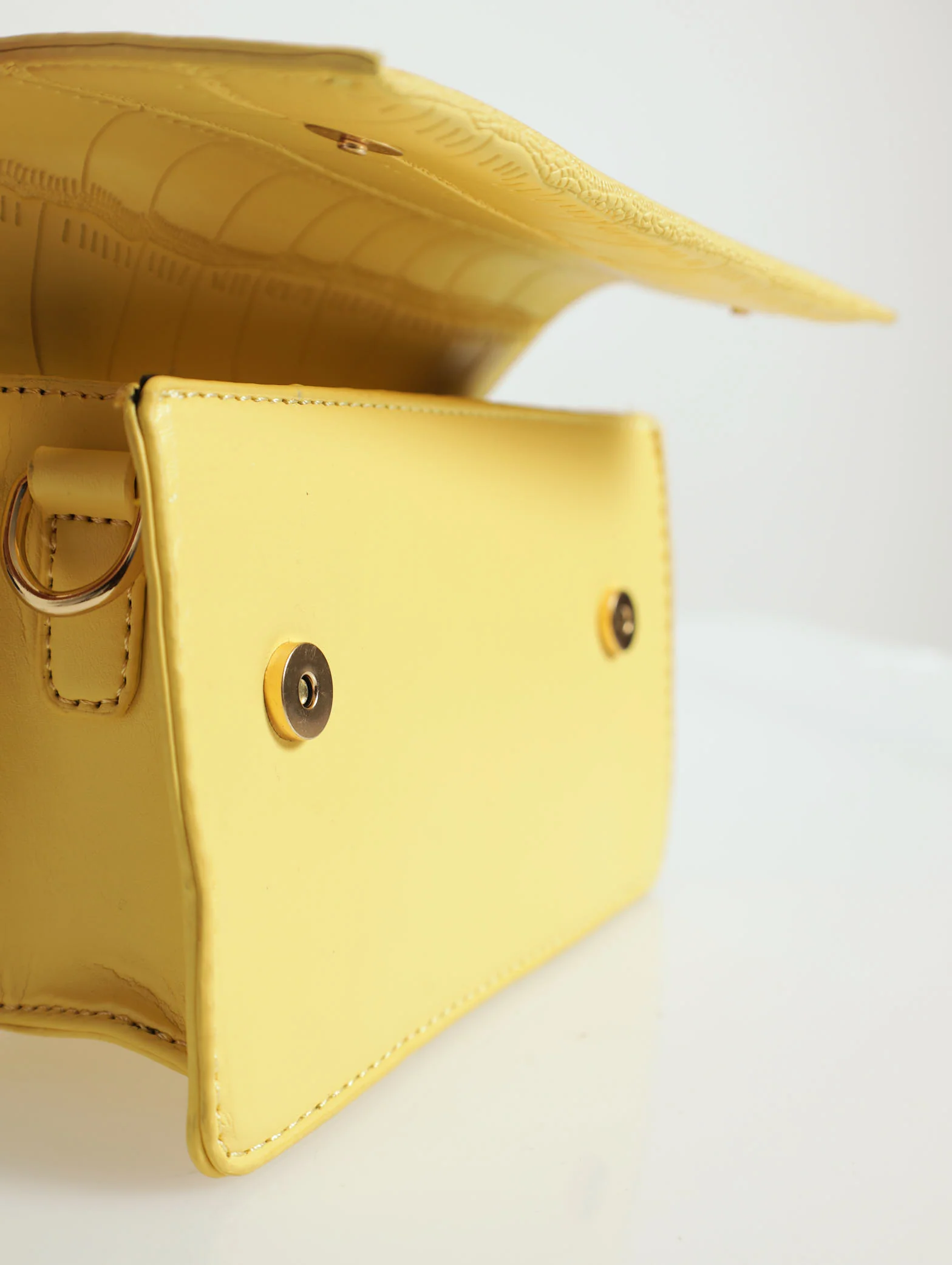 Twisted Two Tone Top Handle Satchel Bag - Yellow - Image 4