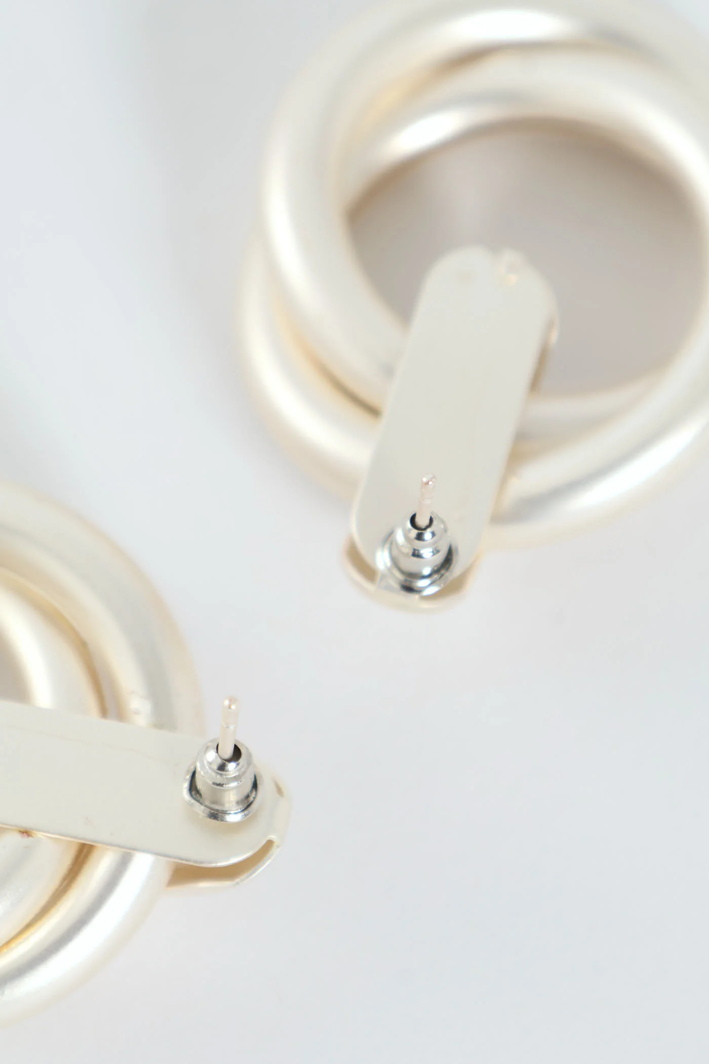 Updated Chunky Double Looped Statement Earrings - Matte Silver - Image 3