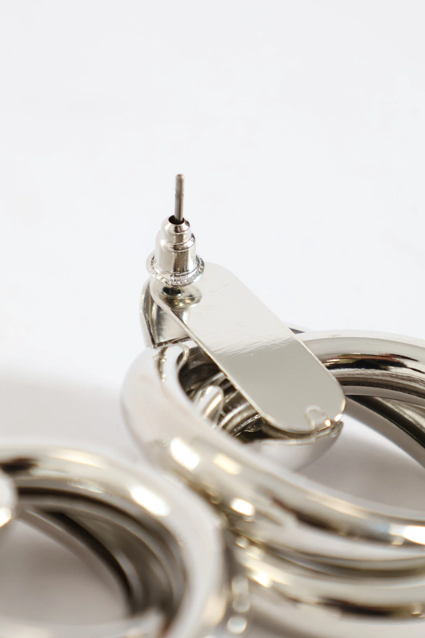 Updated Chunky Double Looped Statement Earrings - Silver - Image 2