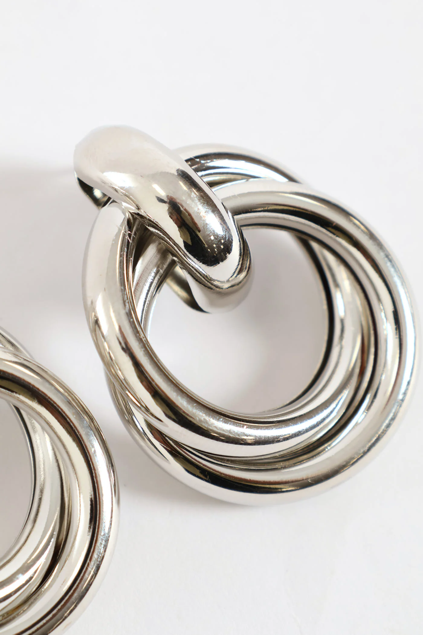 Updated Chunky Double Looped Statement Earrings - Silver - Image 3