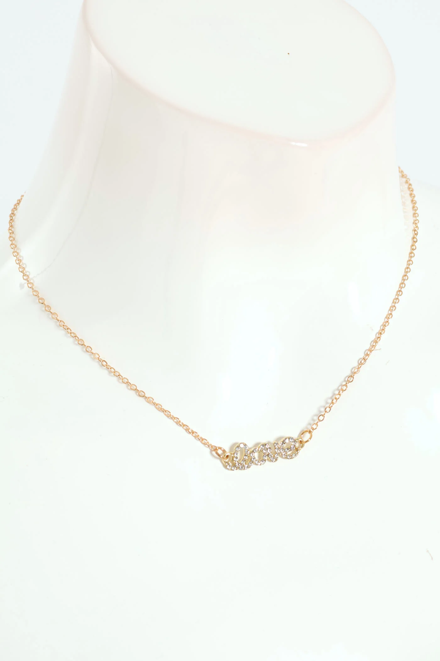 Updated Diamante Love Necklace - Gold