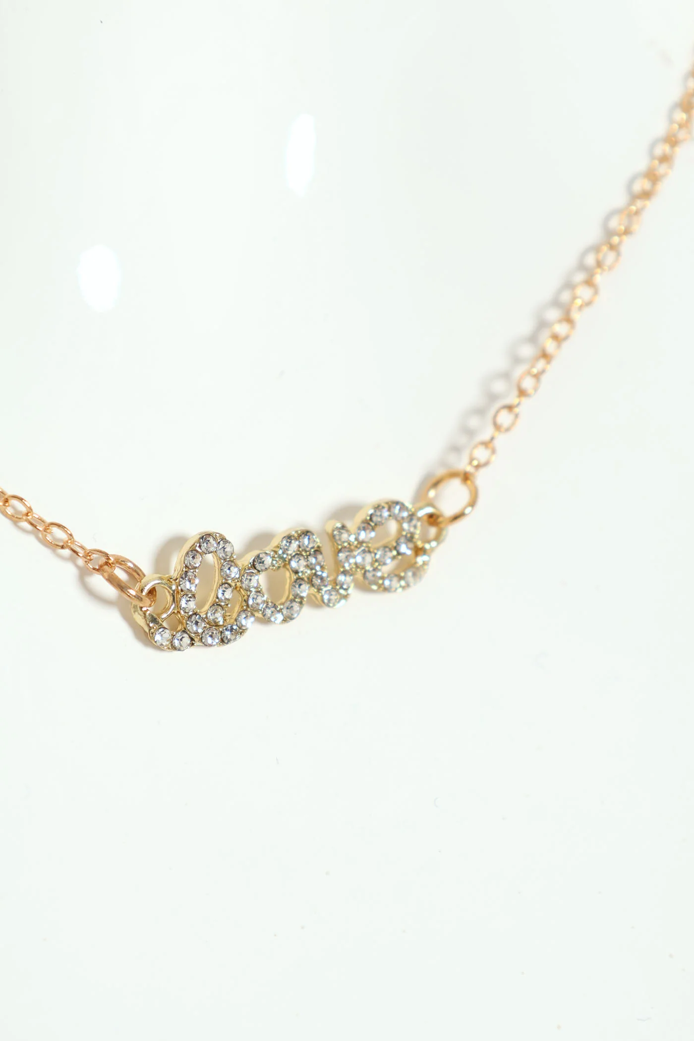 Updated Diamante Love Necklace - Gold - Image 2