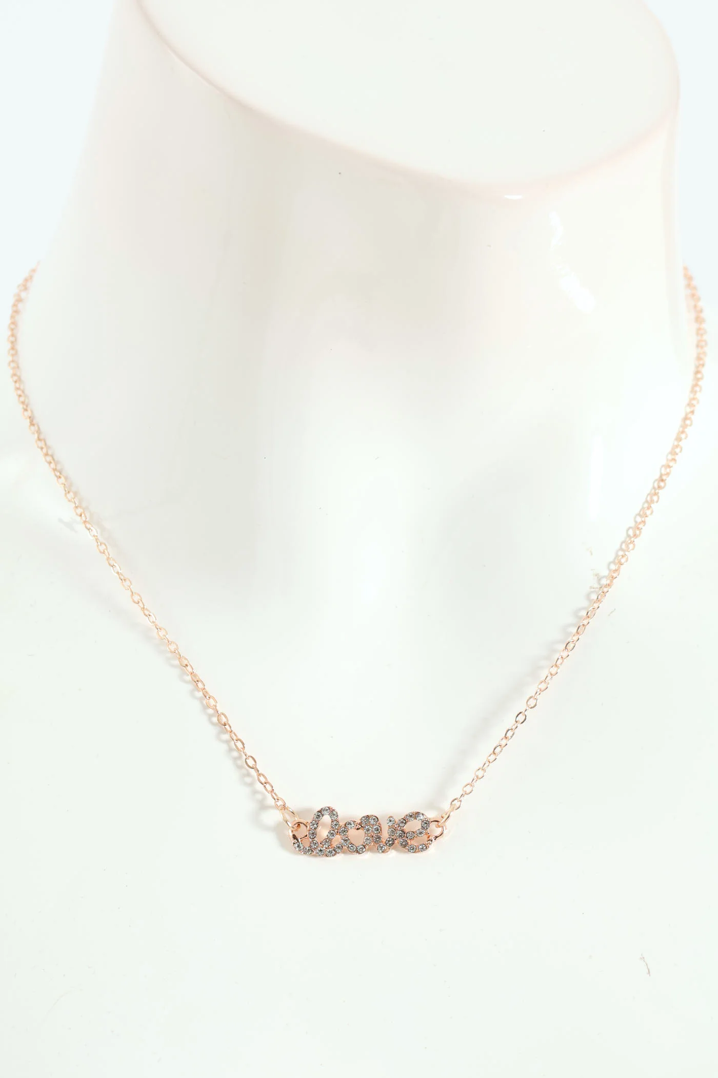 Updated Diamante Love Necklace - Rose Gold