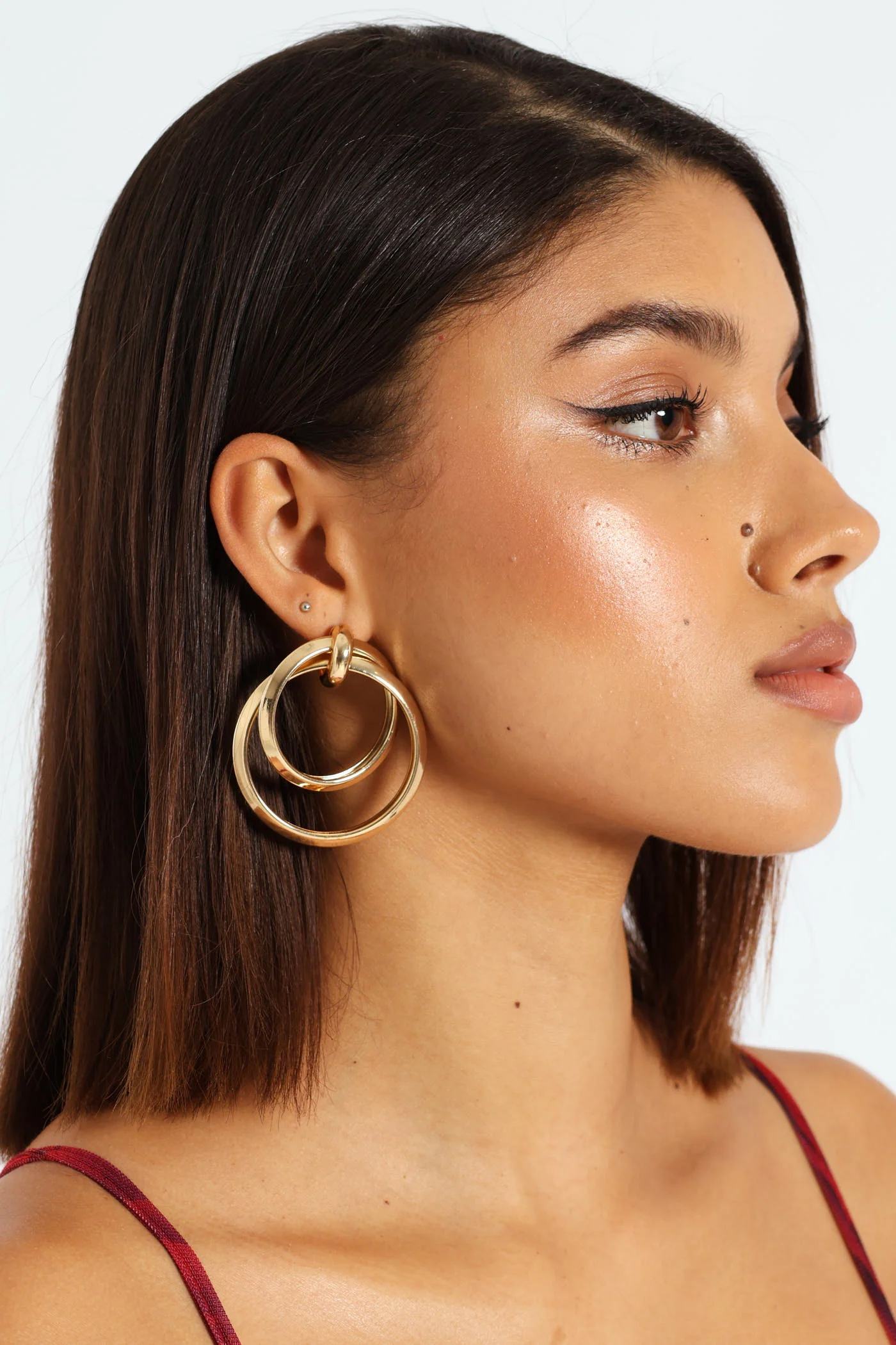 Updated Double Loop Statement Earring - Gold - Image 3