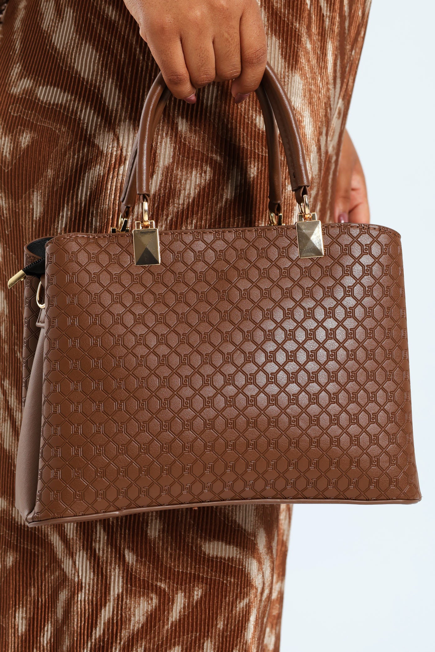 Updated Embossed Monogram Shopper Bag - Brown - Image 3