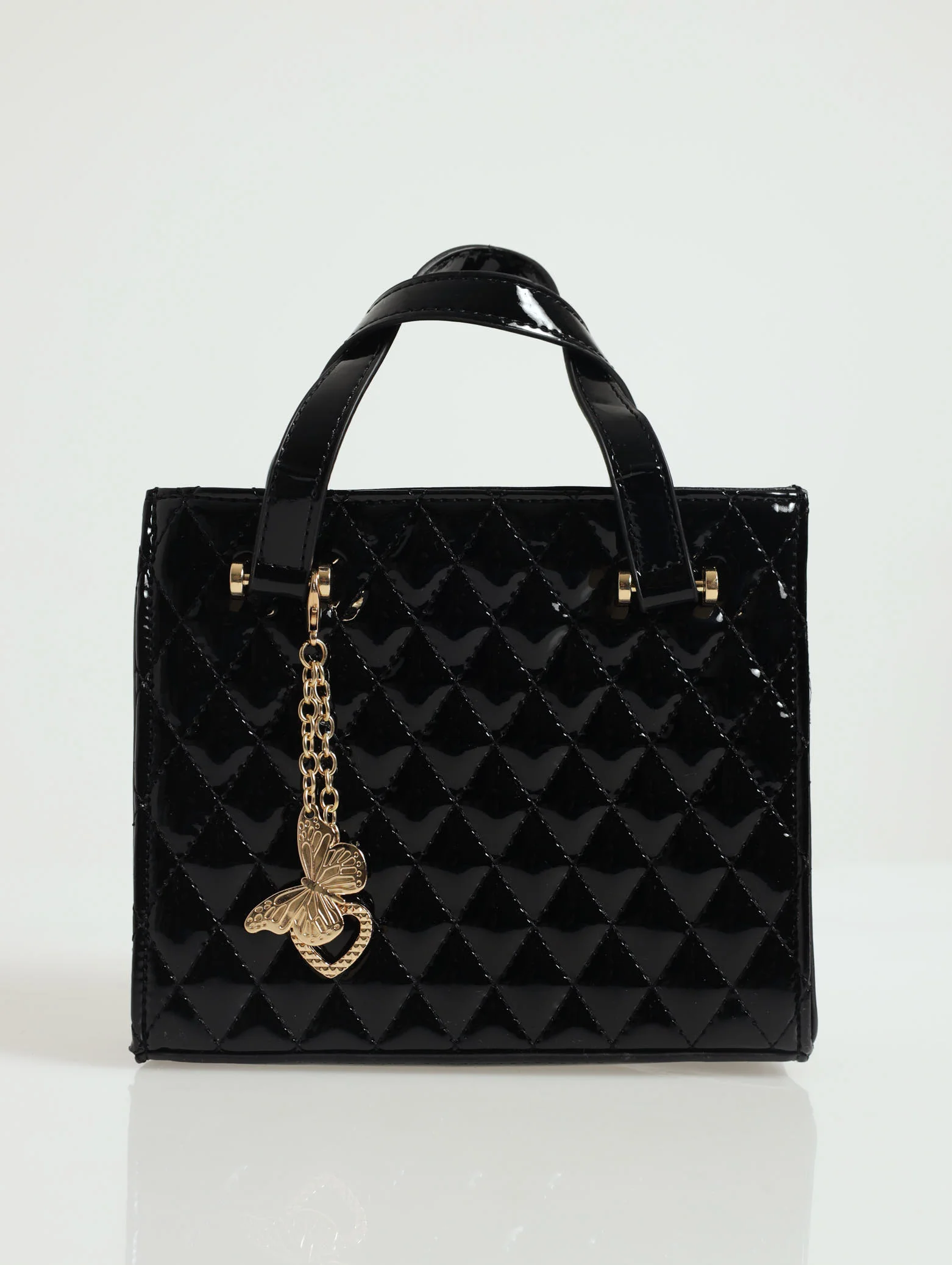 Updated Mini Tote With Heart Charm - Black