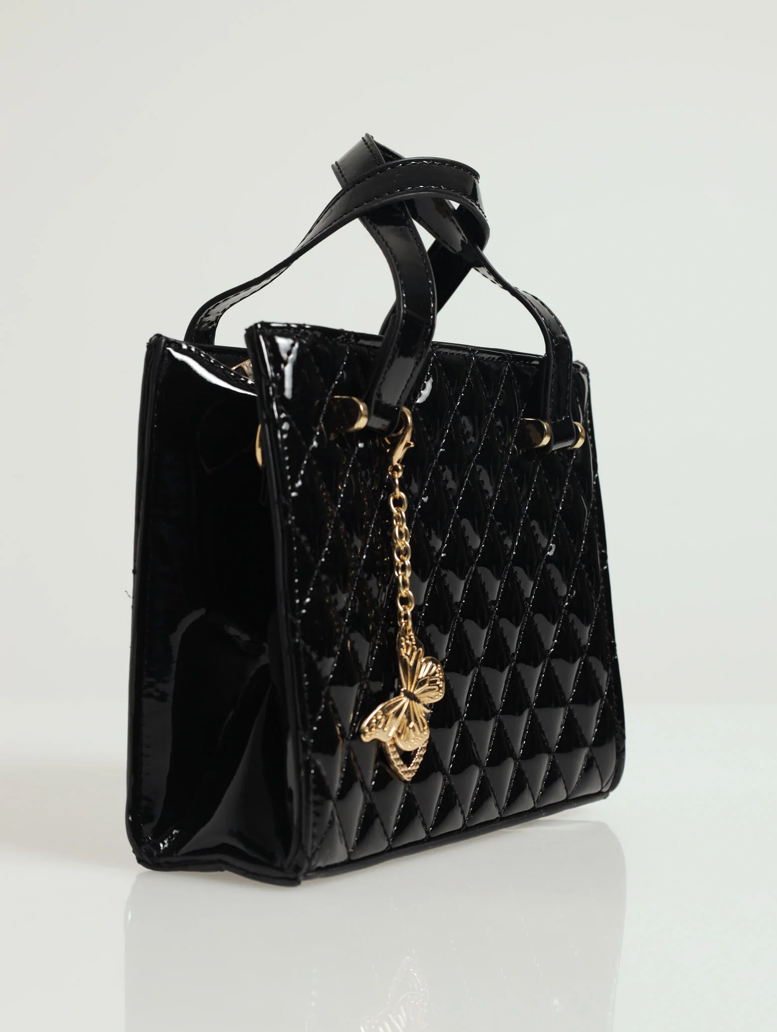 Updated Mini Tote With Heart Charm - Black - Image 2