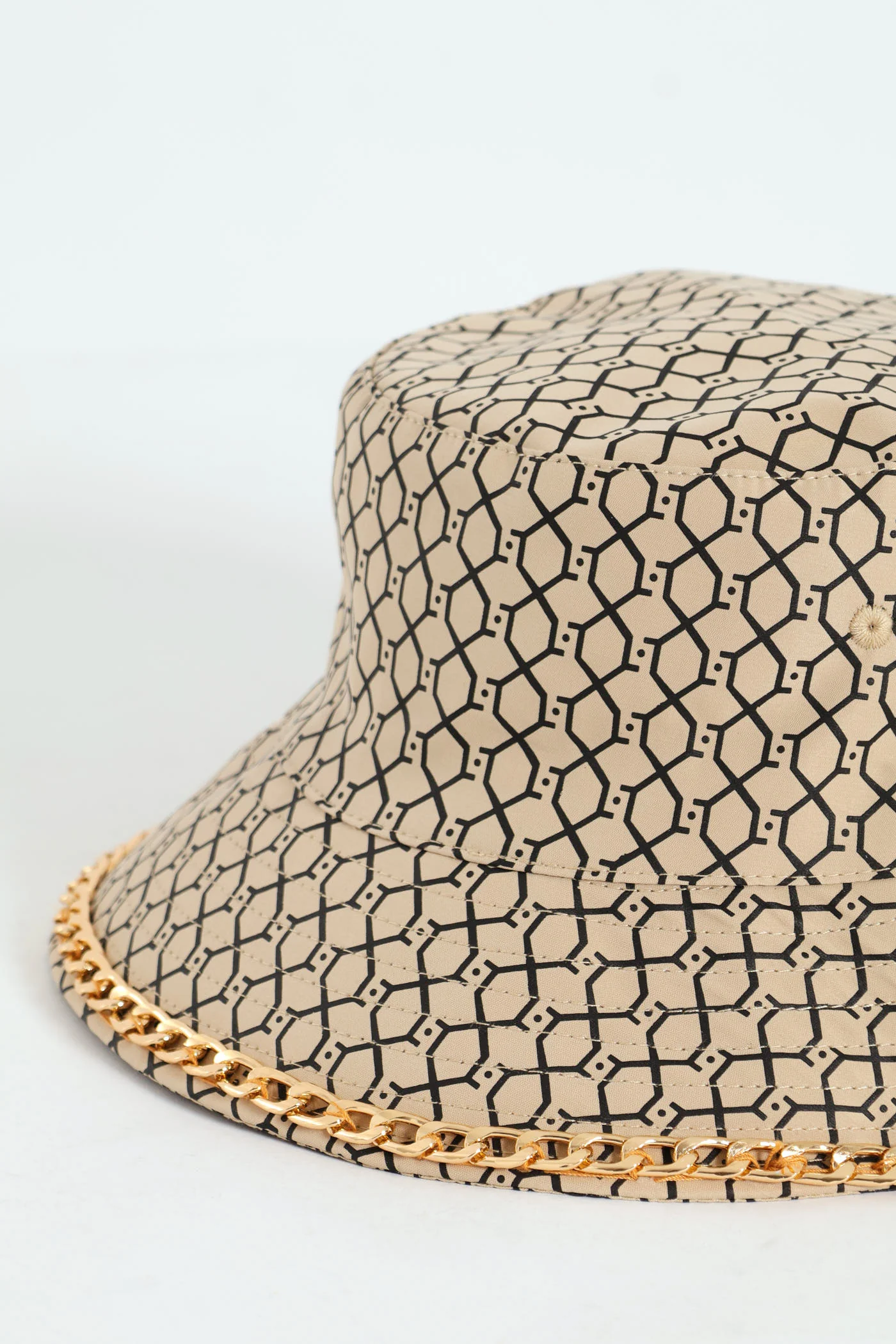 Updated Monogram Chain Detail Bucket Hat - Beige - Image 2