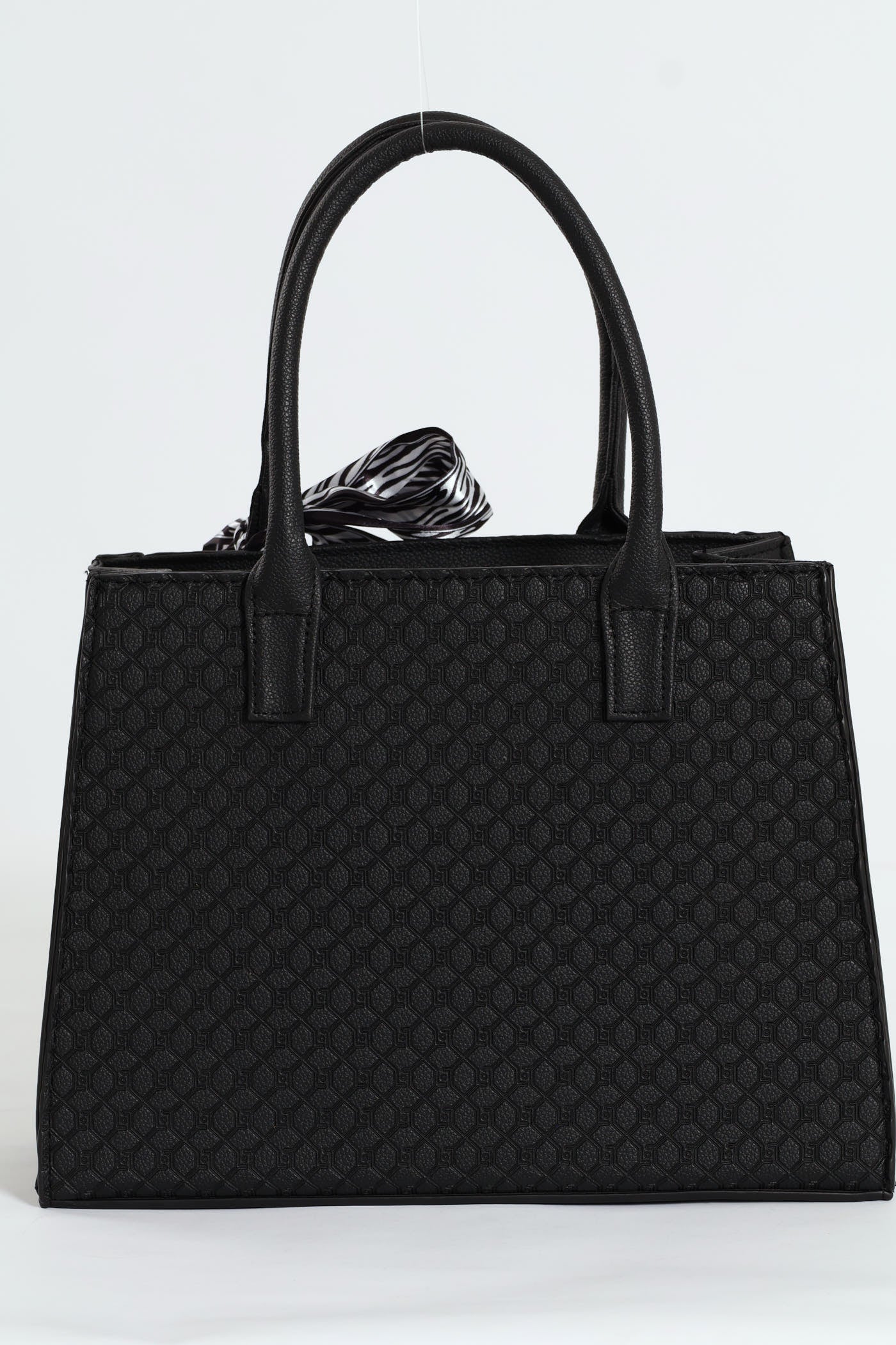 Updated Monogram & Scarf Detail Tote Bag - Black - Image 2