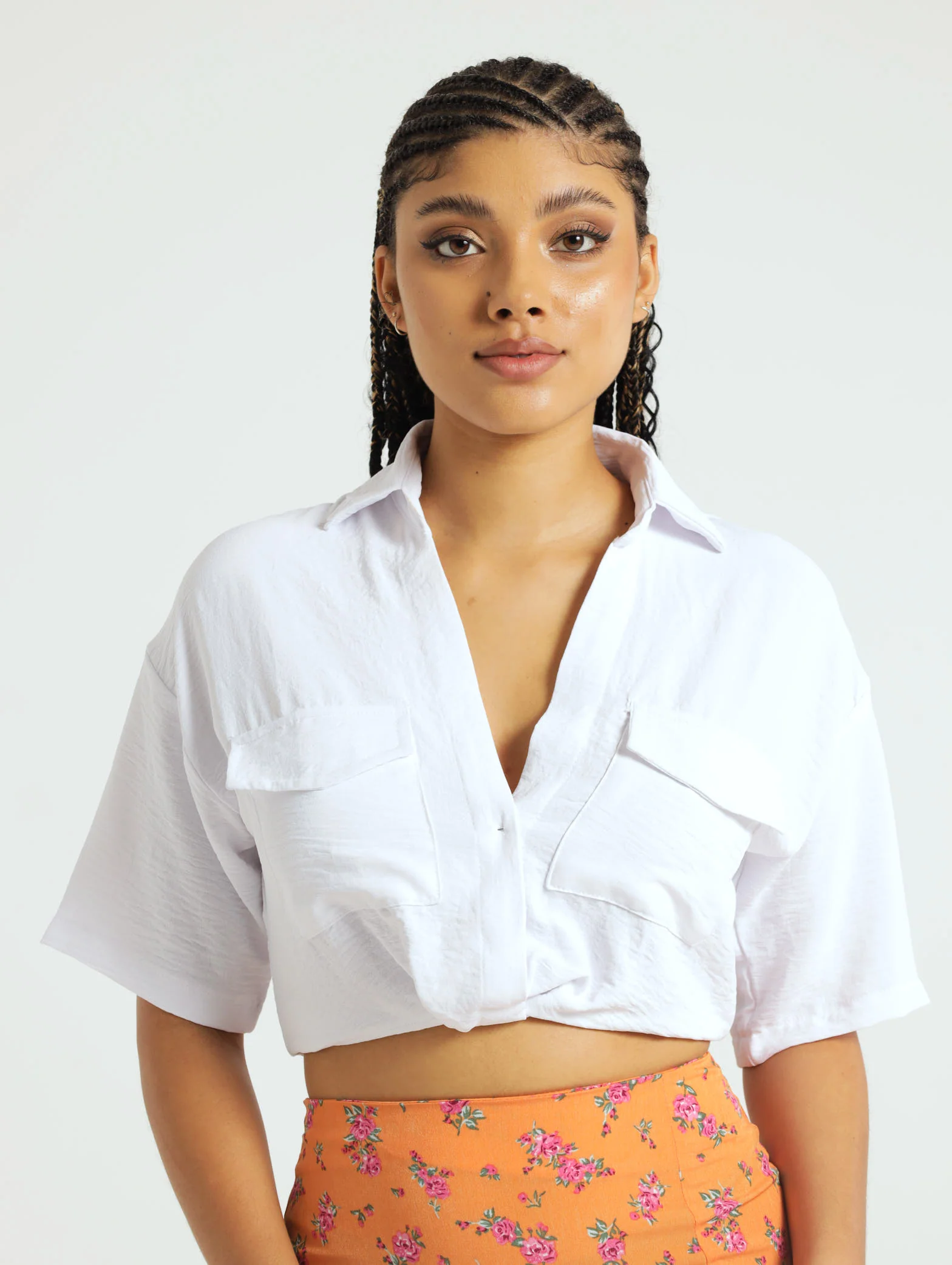 Utility Knot Front Shirt - White