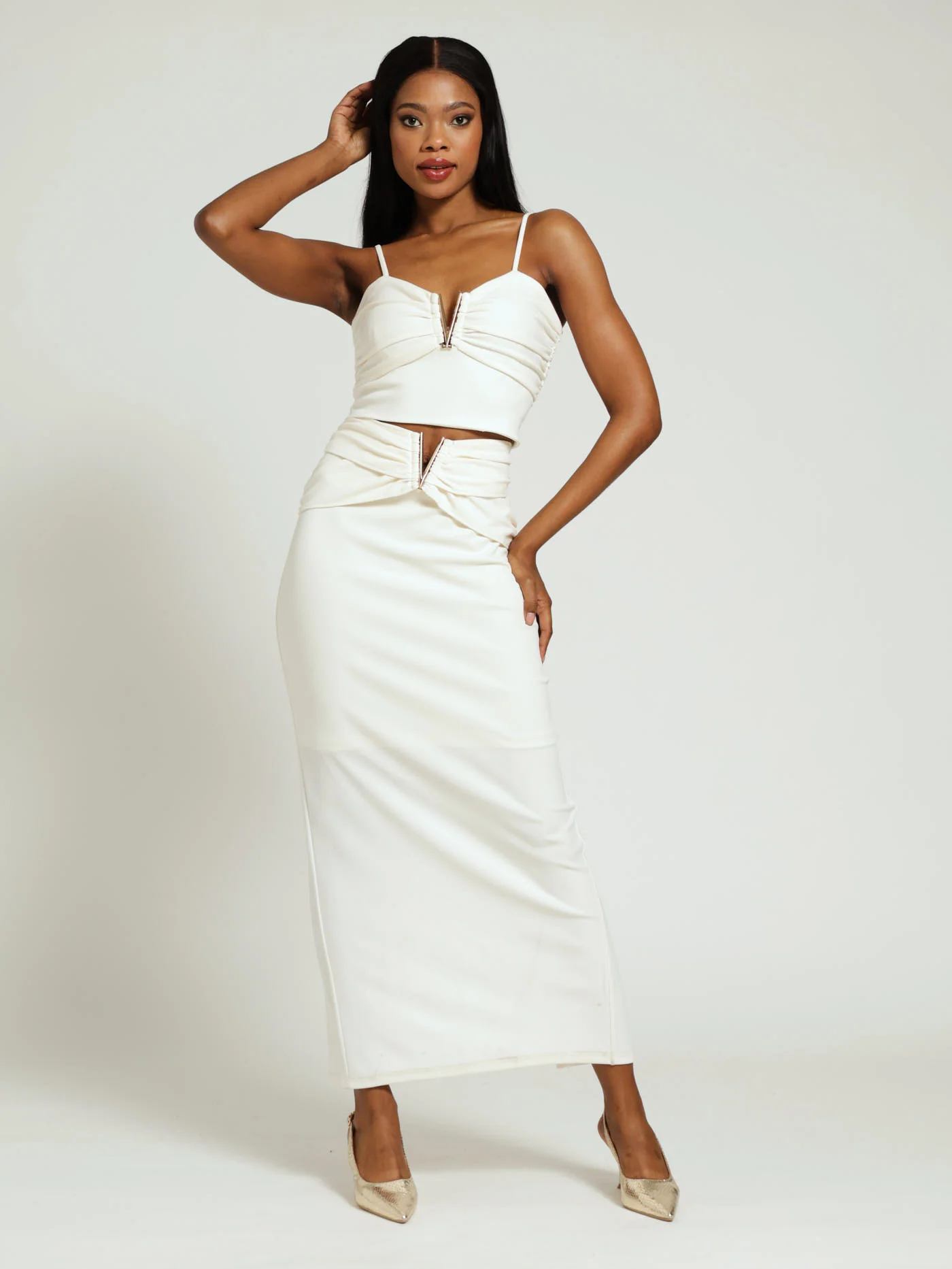 V-Metal Trim Cami - Cream - Image 2