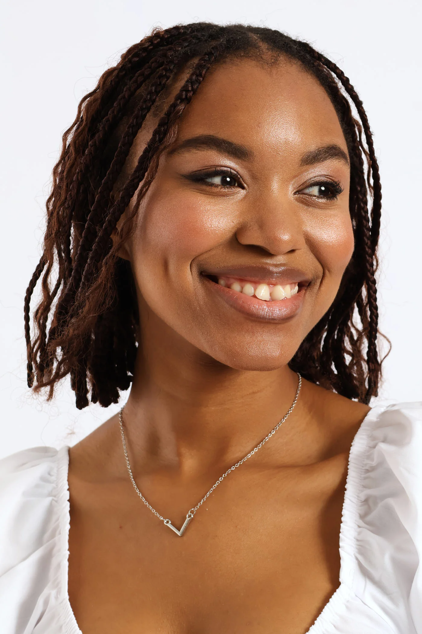V Pendant Necklace - Silver - Image 3