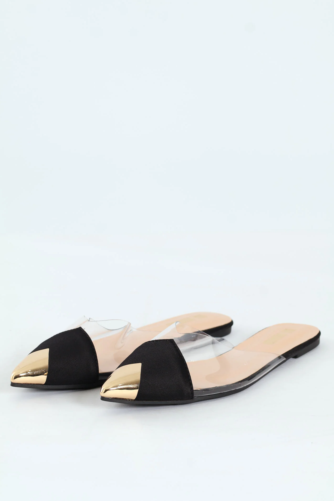 Vinyl Fabric Gold Toe Cap Block Push In Mule - Multi - Image 2