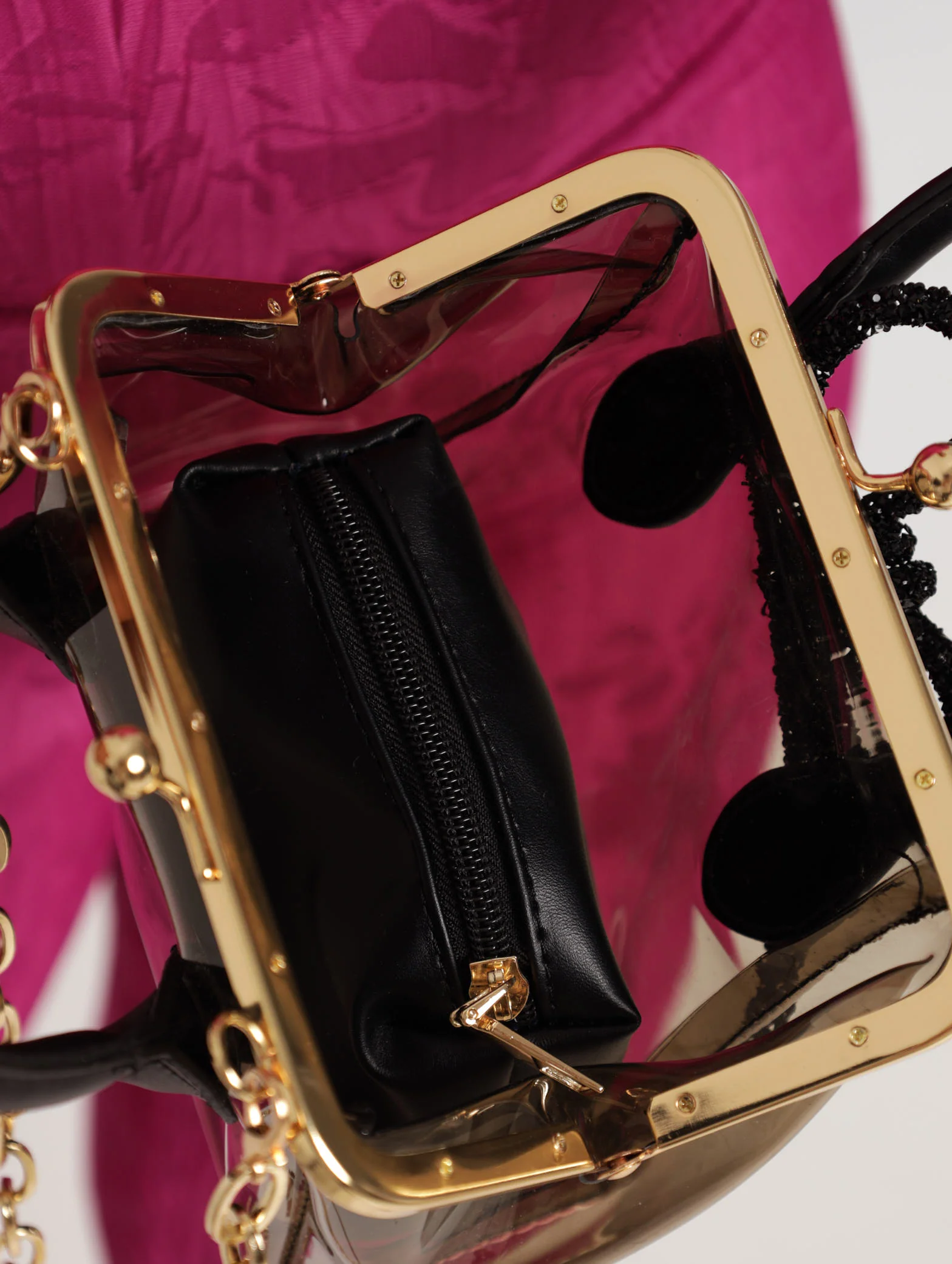 Vinyl Satchel With Bow Detail - Black - Image 3