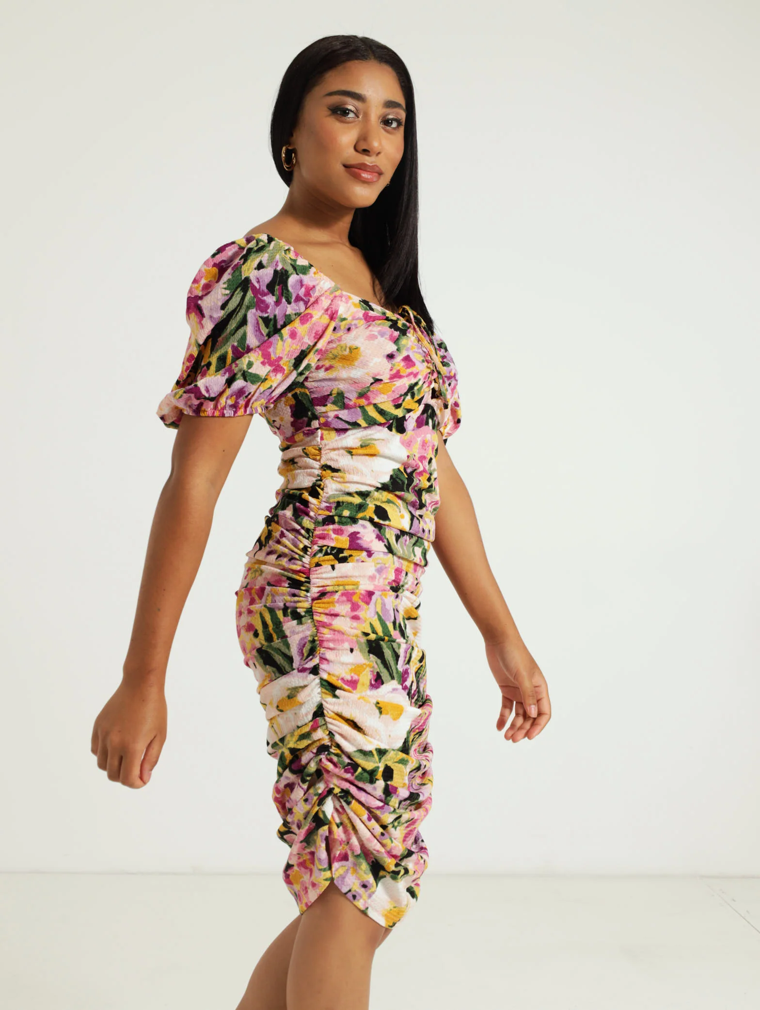 Volume Sleeve Tie Front Bodice Dress - Image 2