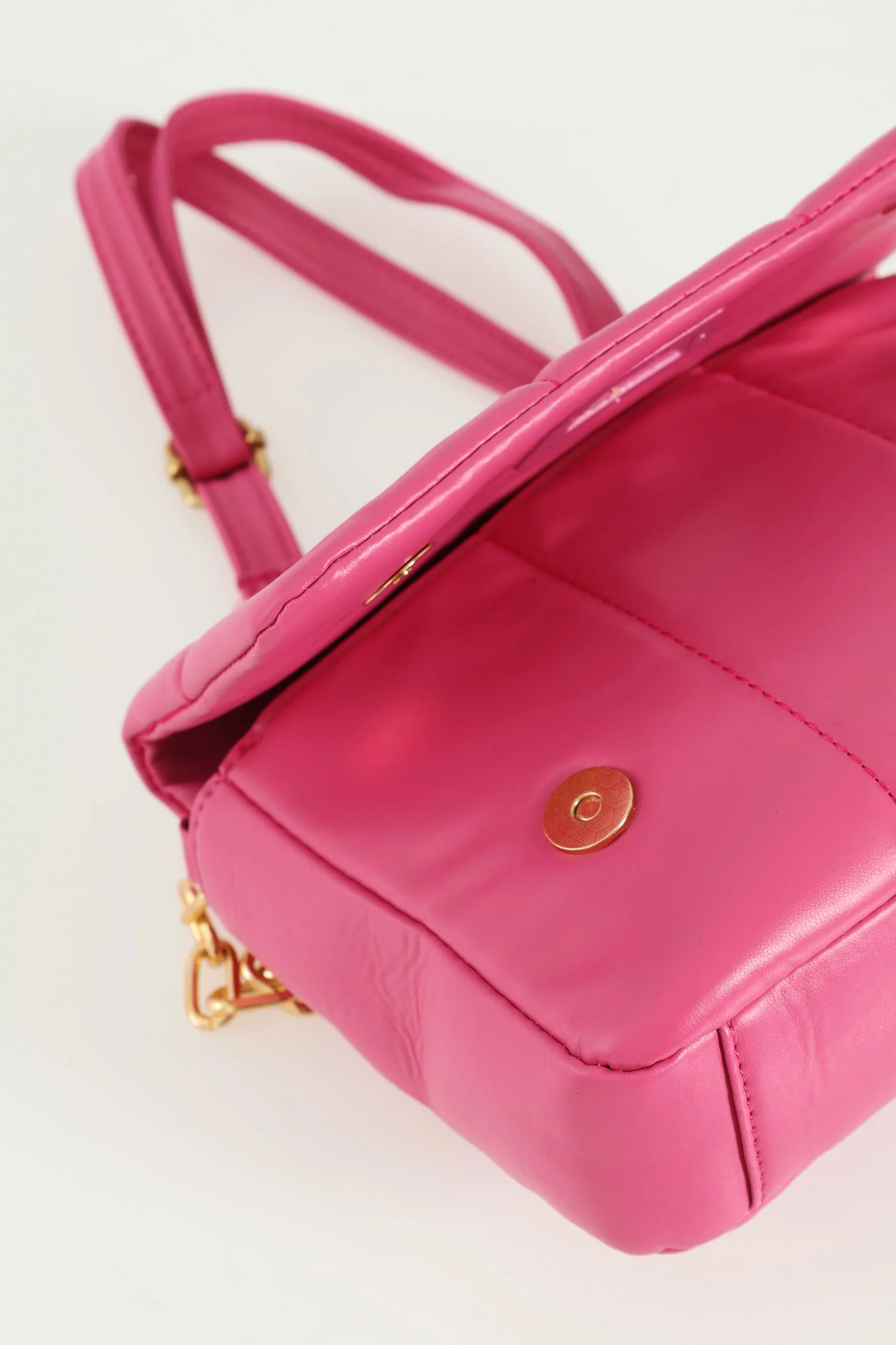 Quilted Satchel Bag - Cerise - Image 2