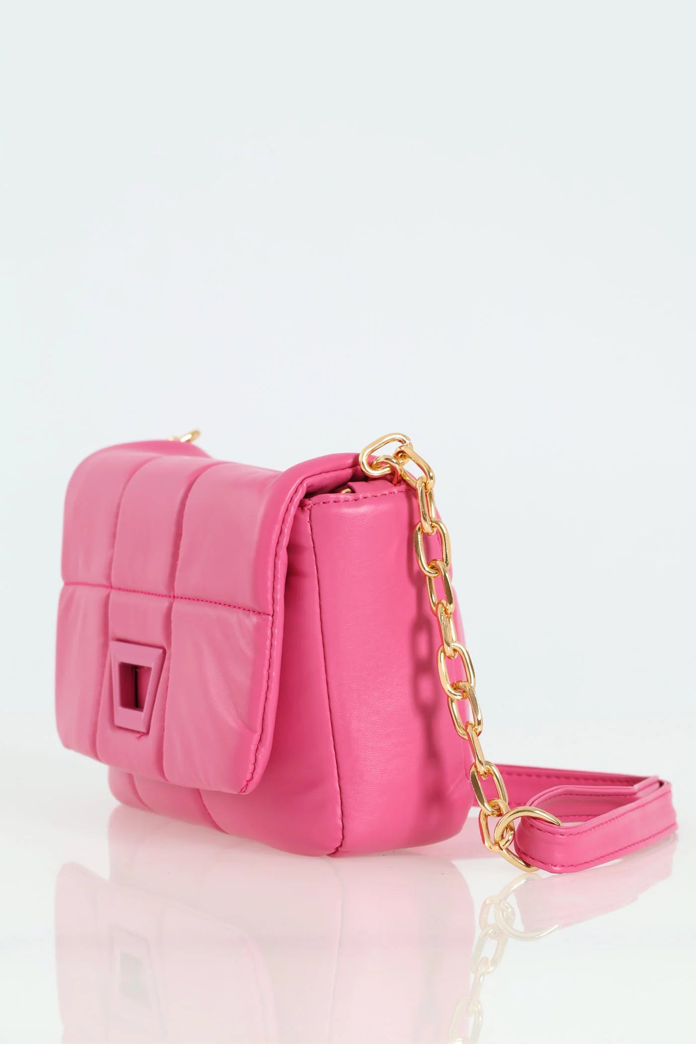 Quilted Satchel Bag - Cerise - Image 4