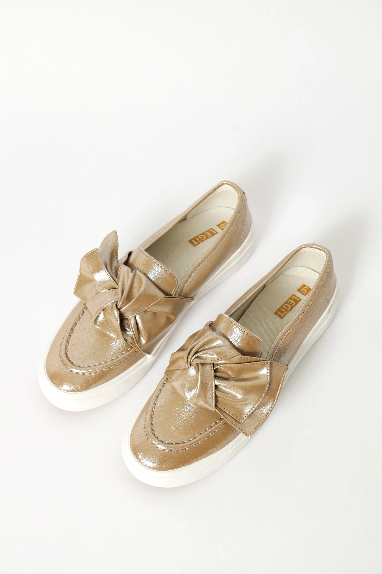 Vulcanised Knot Detail Slip On Loafer - Gold - Image 3