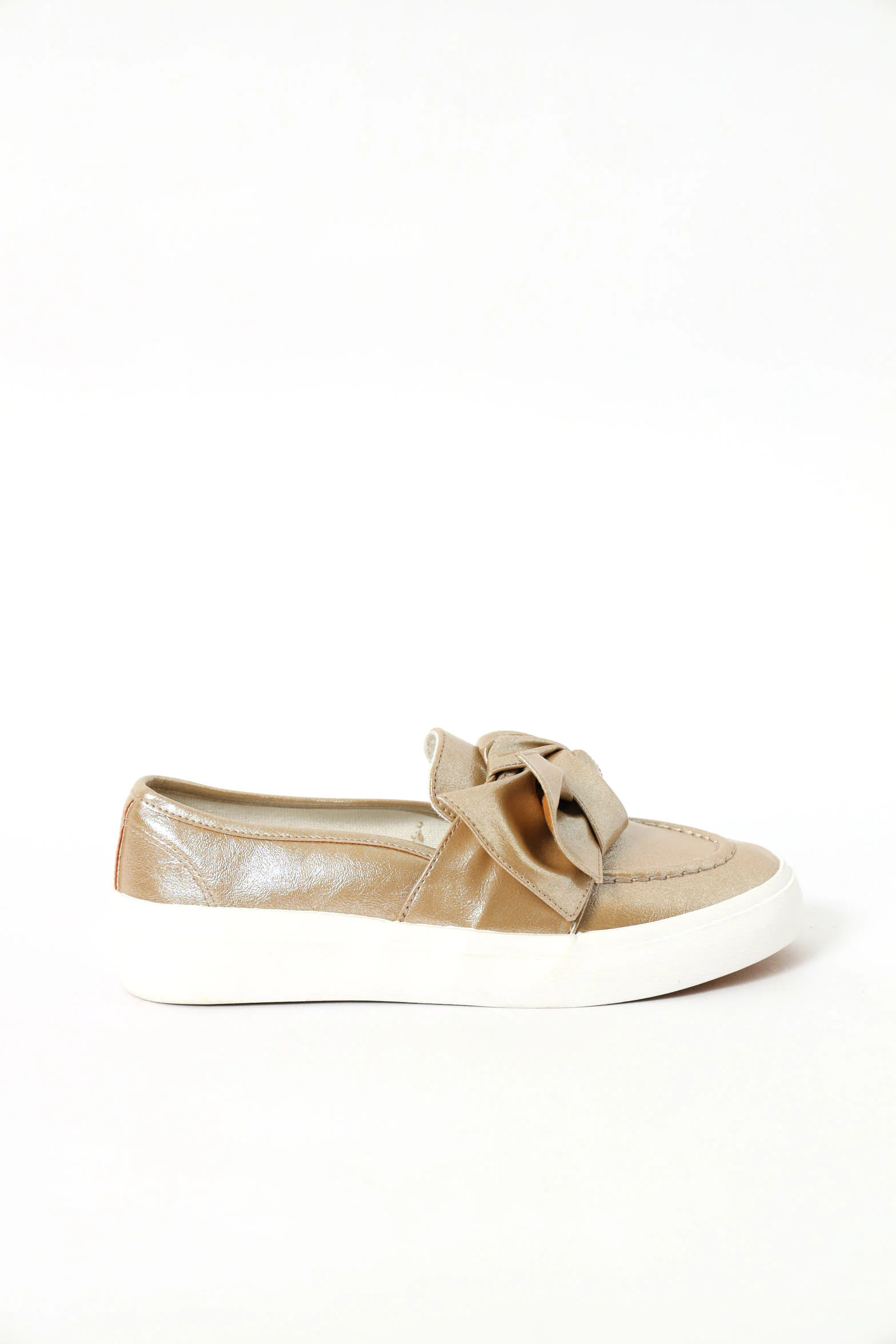 Vulcanised Knot Detail Slip On Loafer - Gold - Image 4