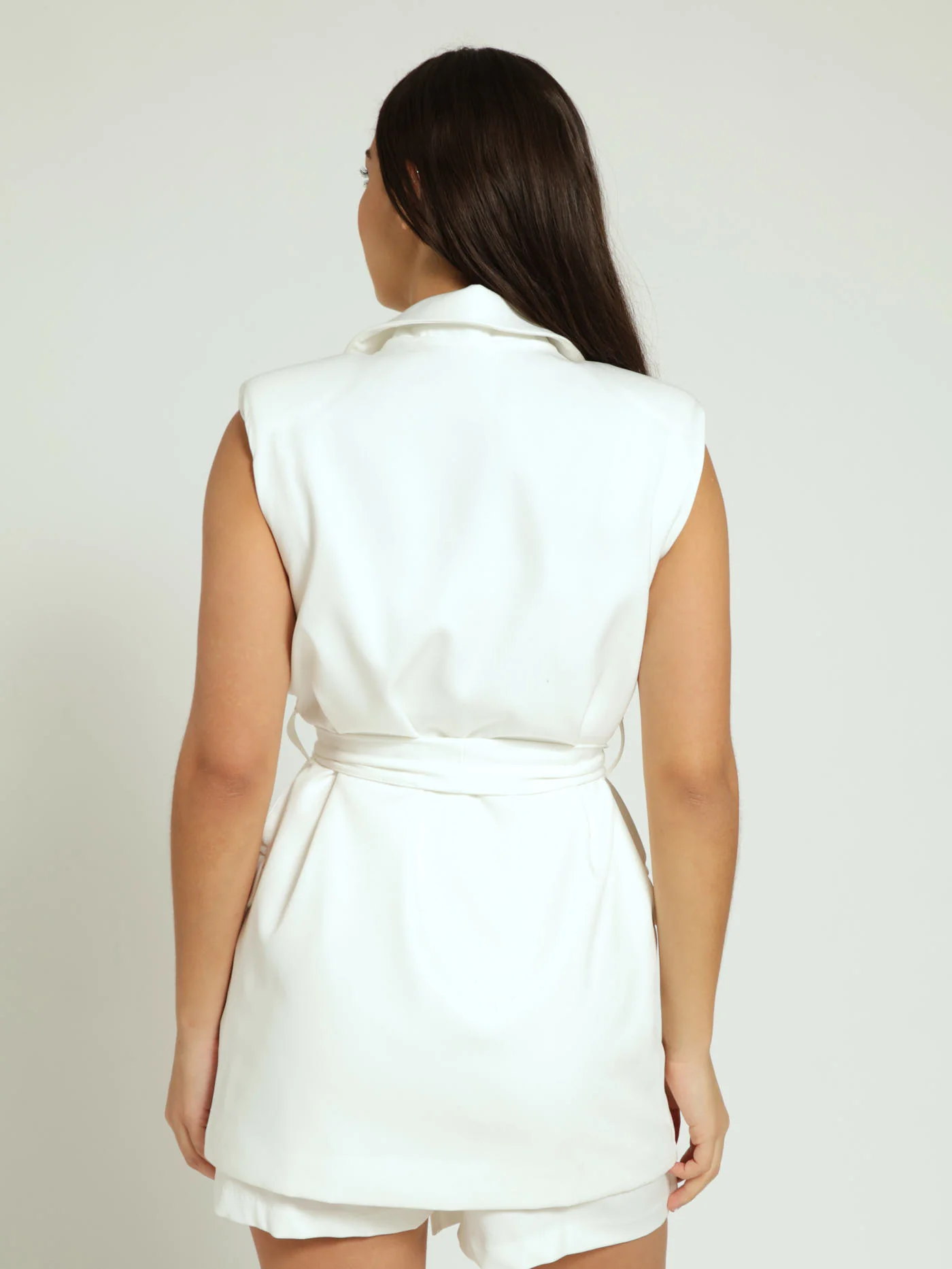 Waist Tie Blazer - White - Image 4