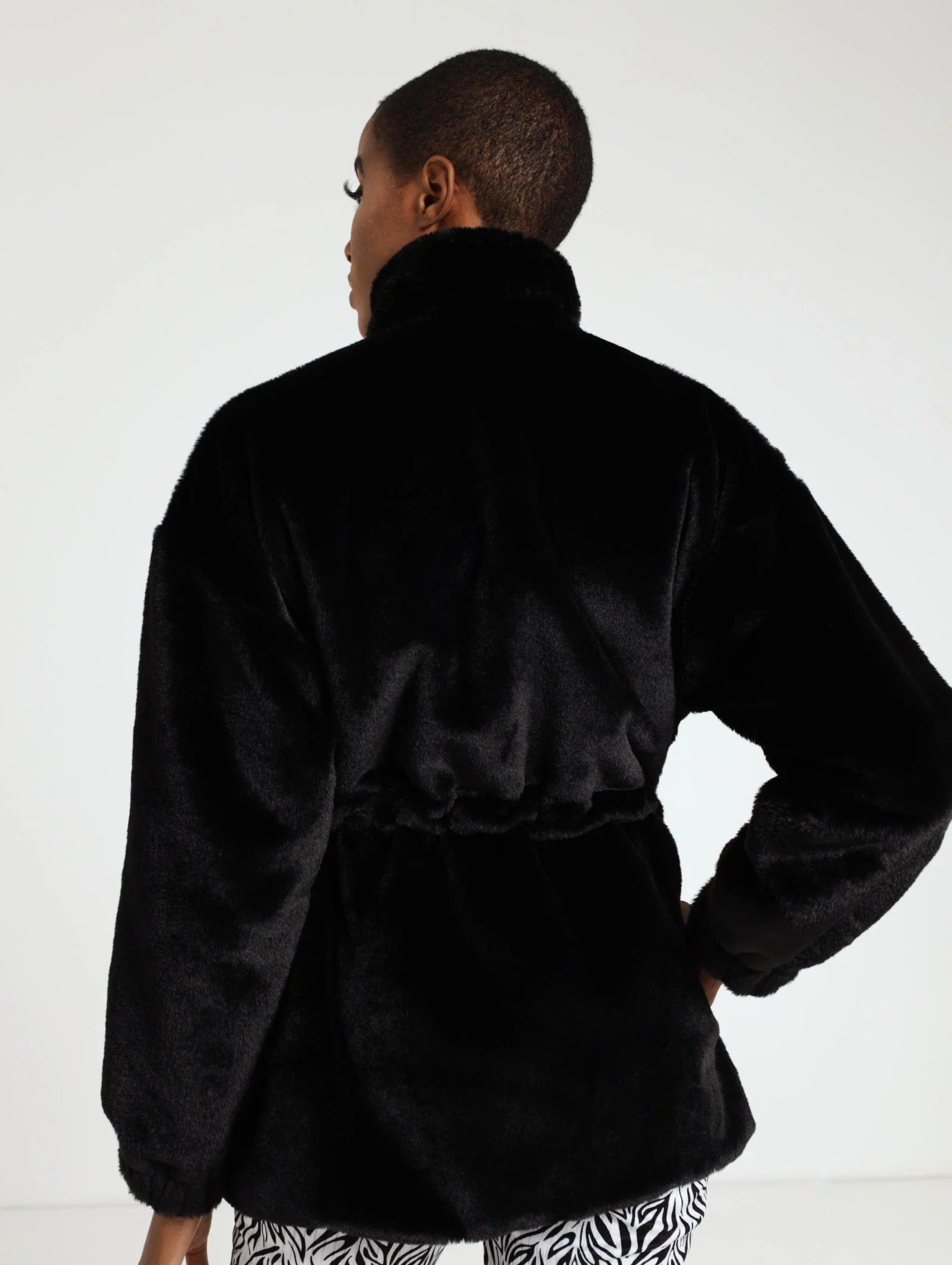 Waisted Faux Fur Jacket - Image 3