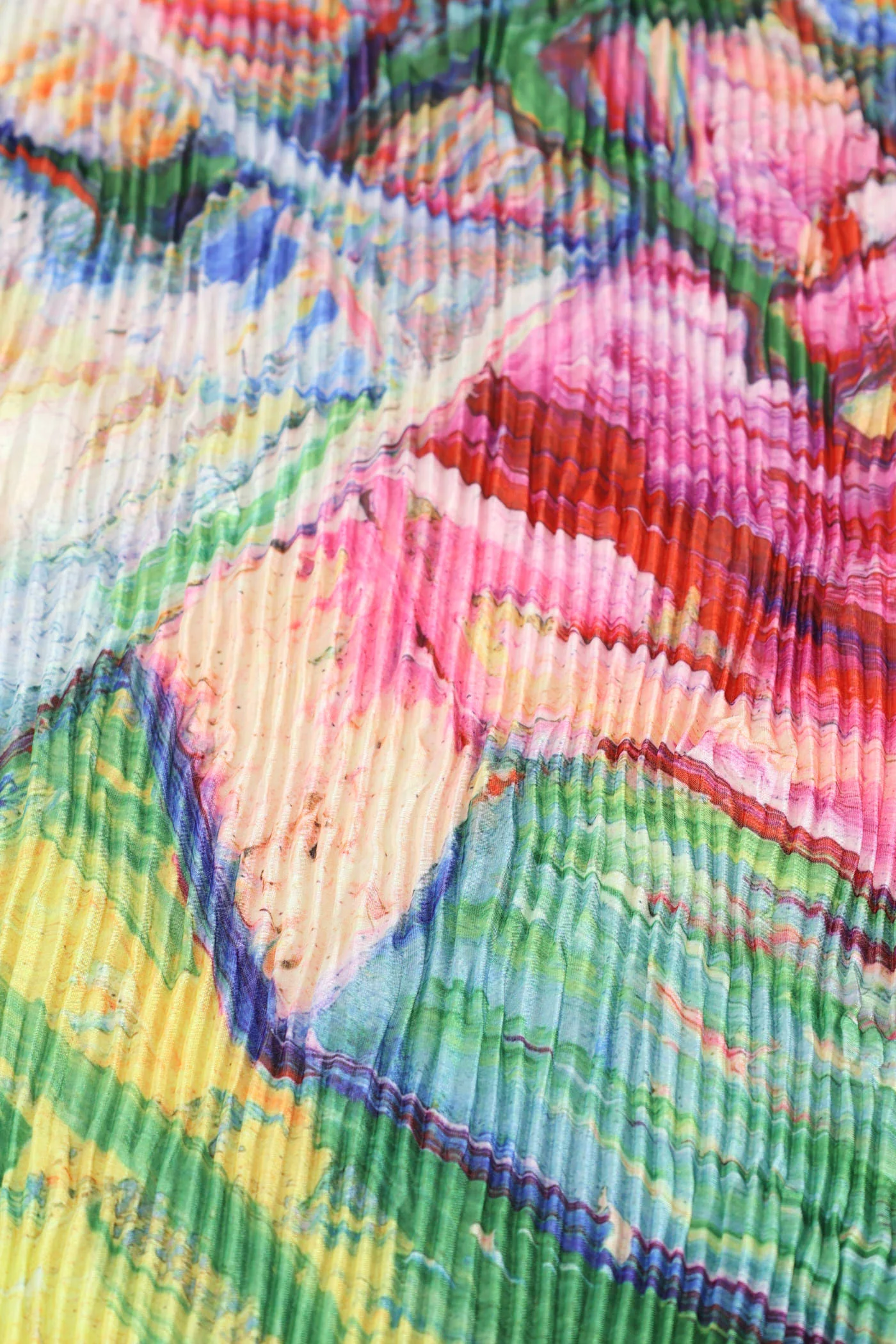 Watercolour Stripe Pleated Satin Scarf - Multi - Image 3