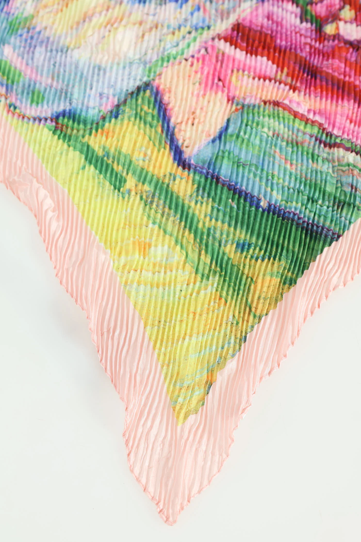 Watercolour Stripe Pleated Satin Scarf - Multi - Image 4