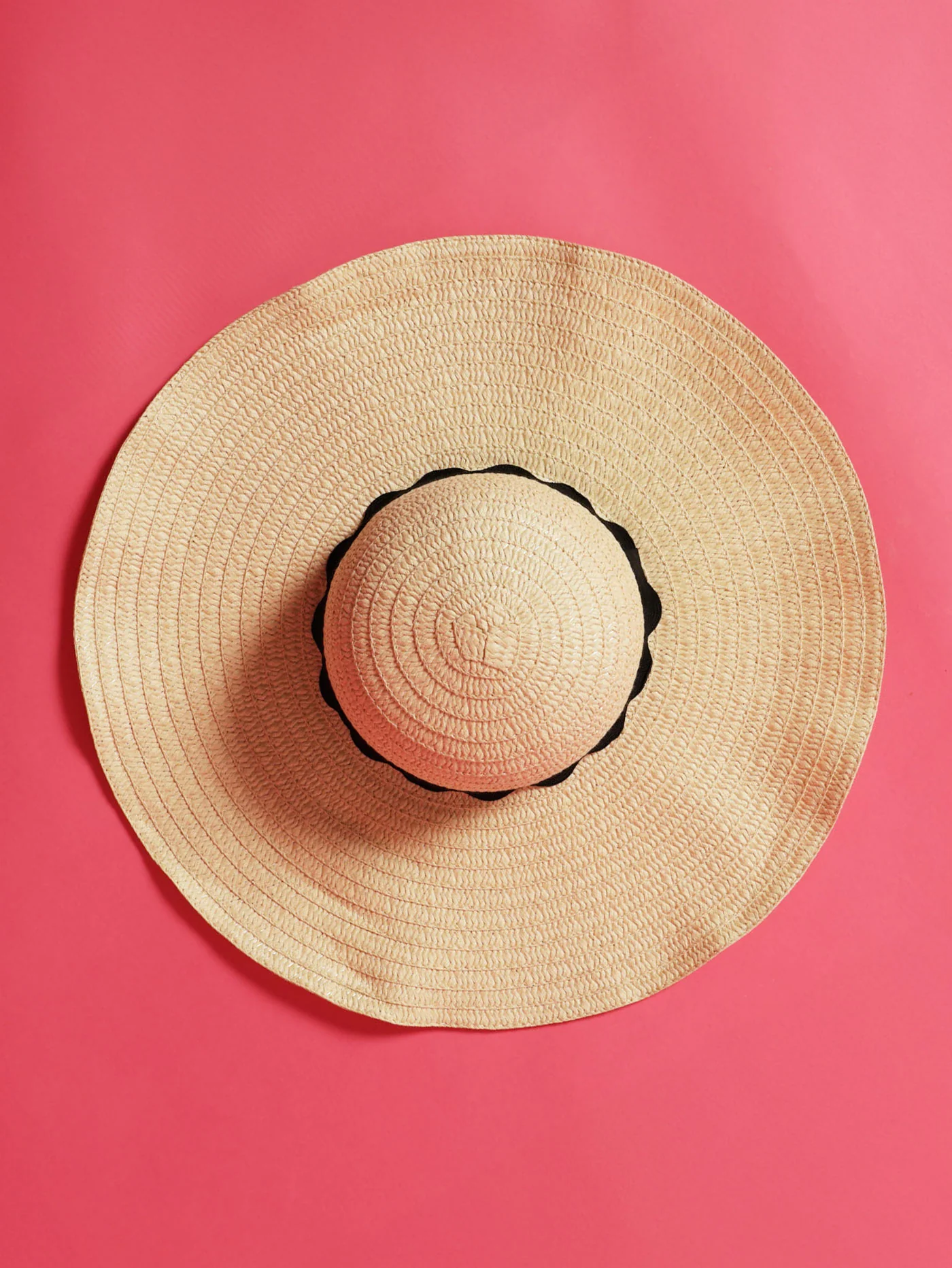 Wavy Embroidery Ribbon Straw Sun Hat - Natural - Image 3