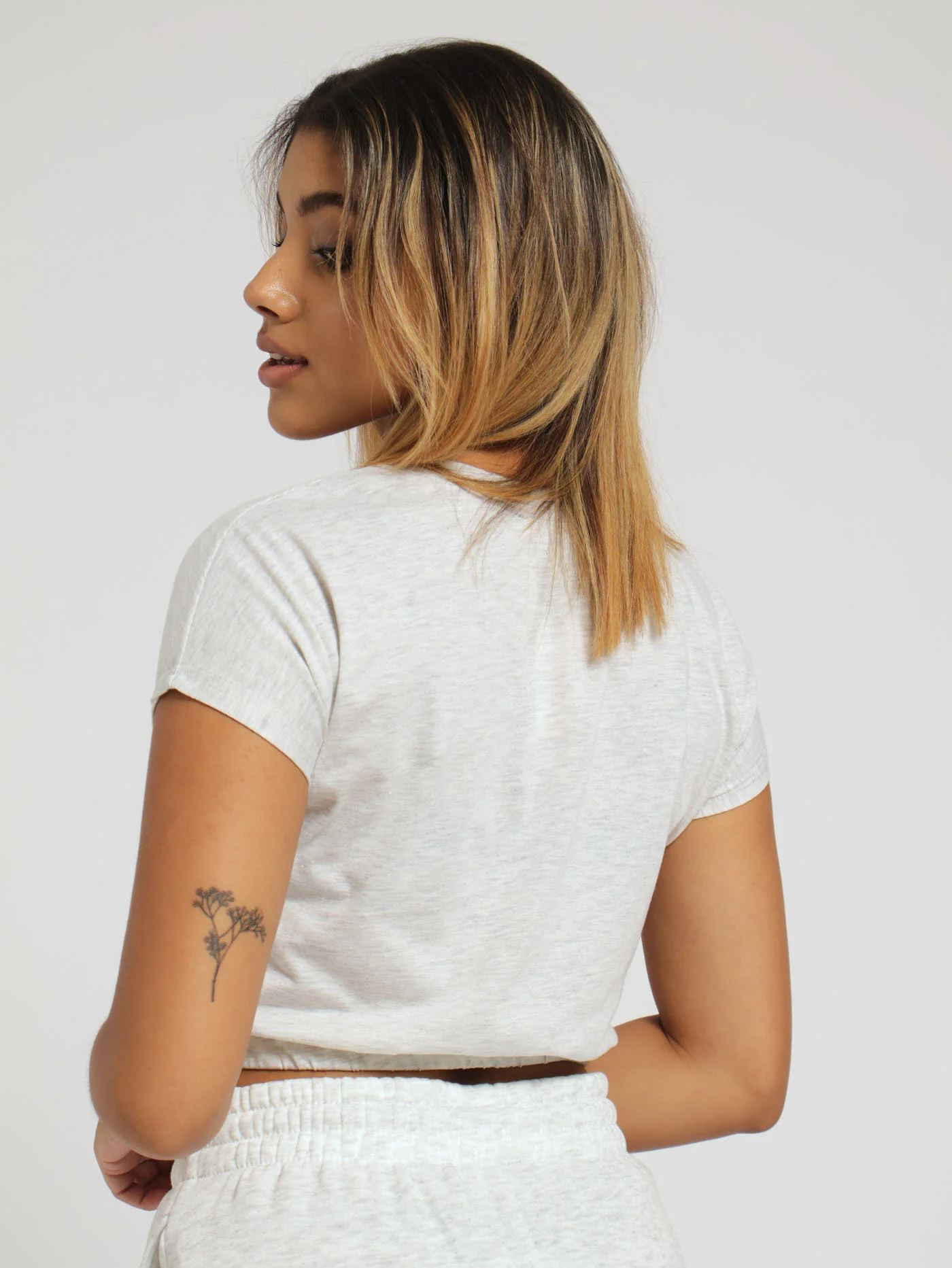 What You Love Elastic Waist Tee - Grey Melange - Image 3