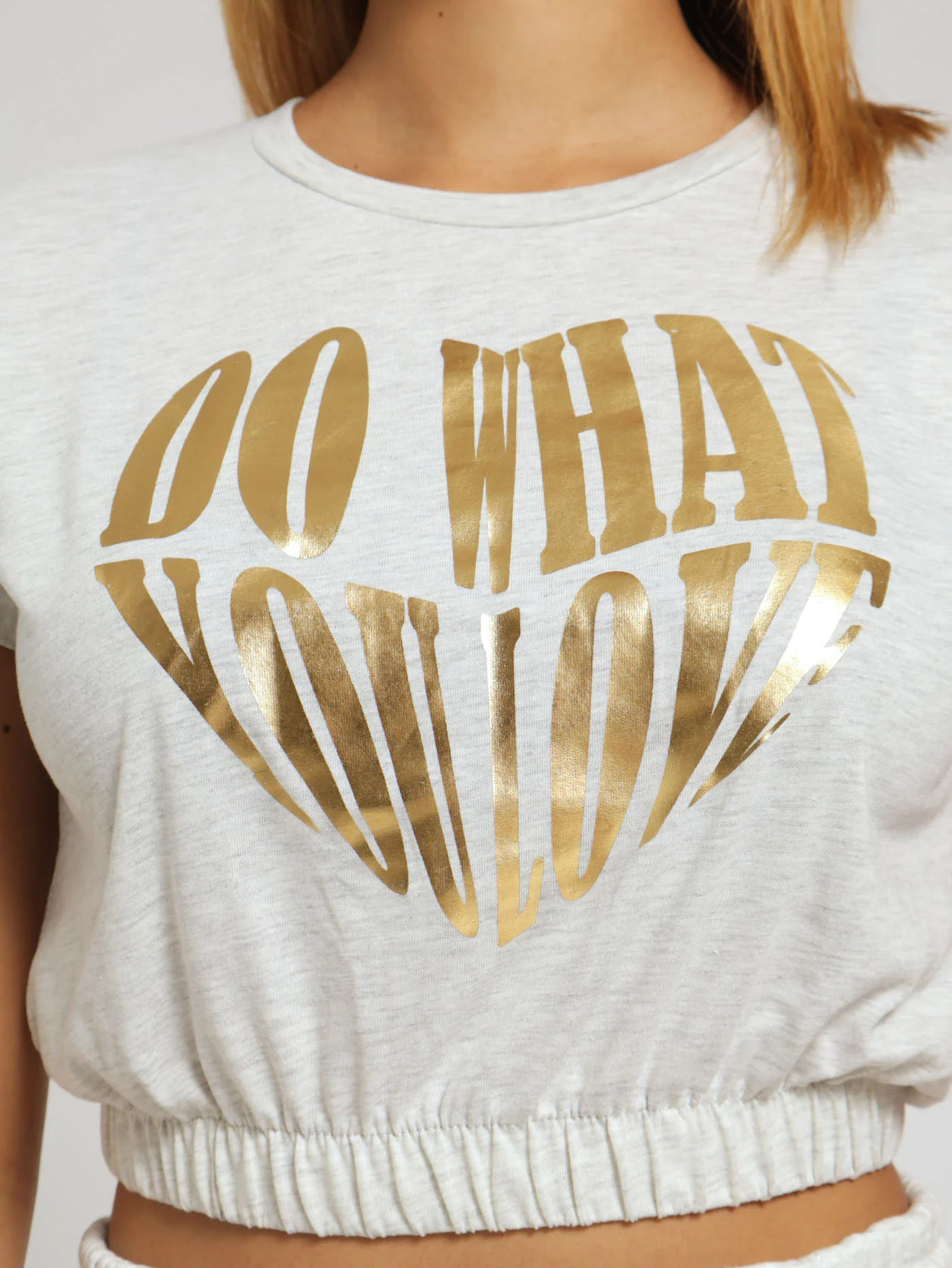 What You Love Elastic Waist Tee - Grey Melange - Image 4