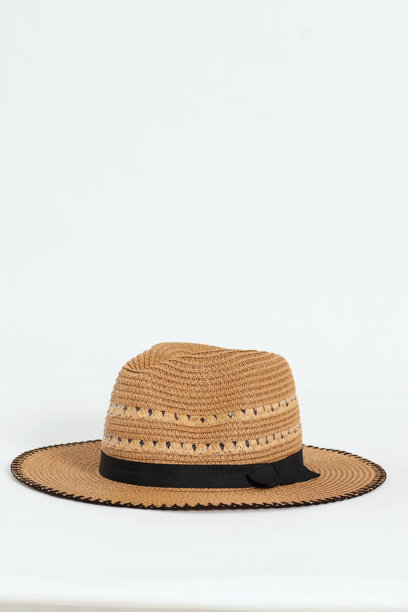 Whipstitch Straw Fedora Hat - Natural - Image 3