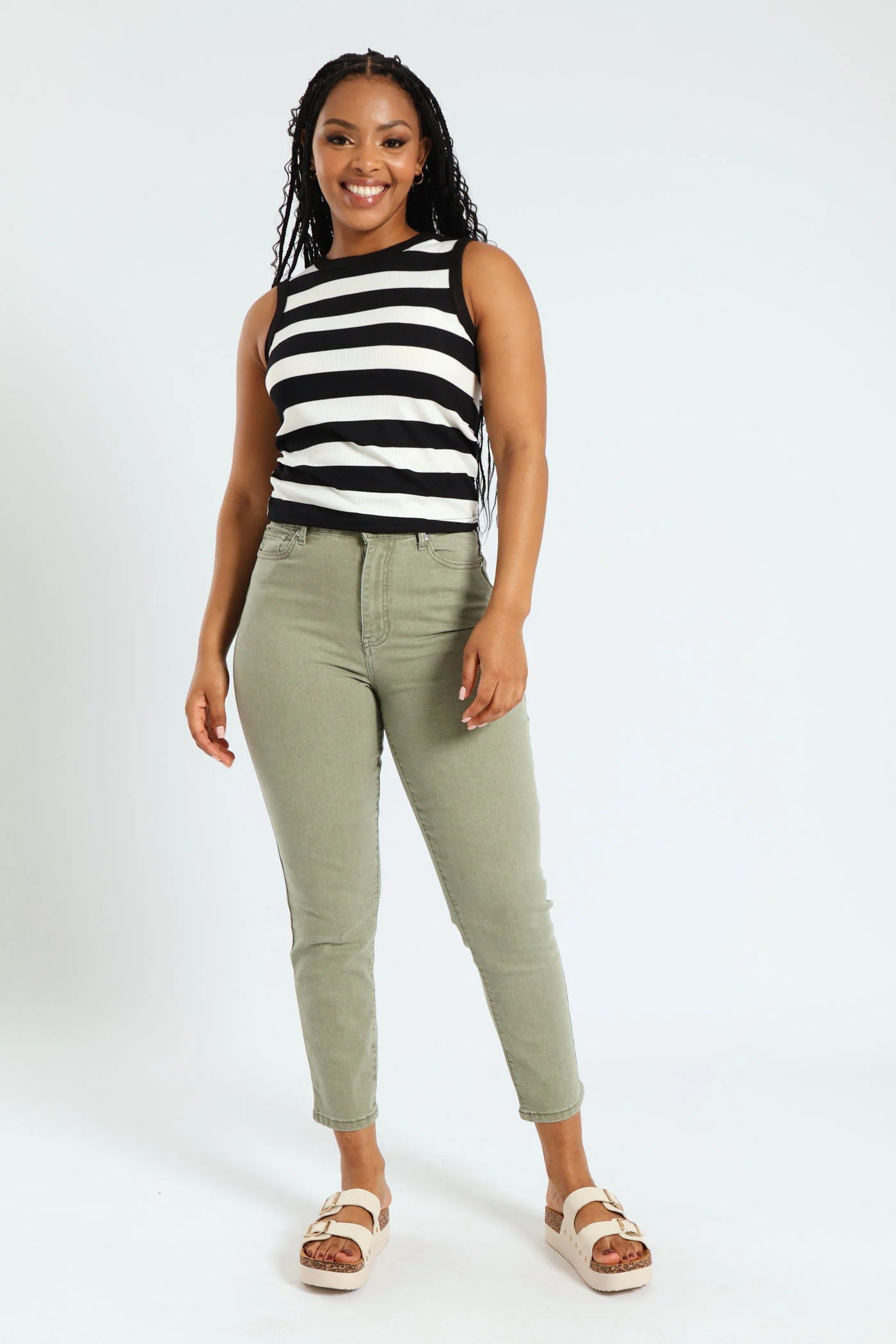 Wide Binding Rib Tank - Black/Cream - Image 2