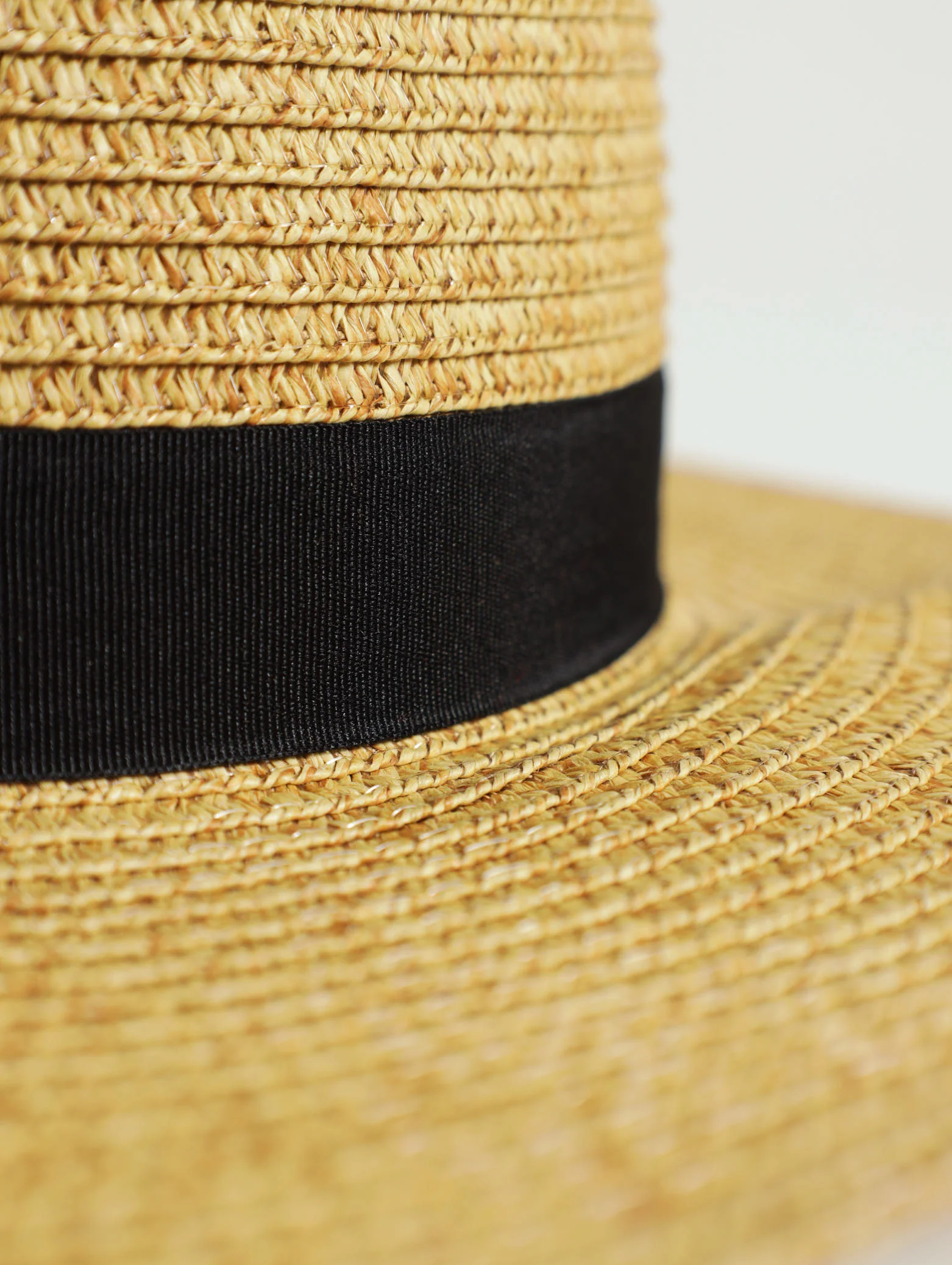 Wide Brim Straw Boater With Band - Natural - Image 2