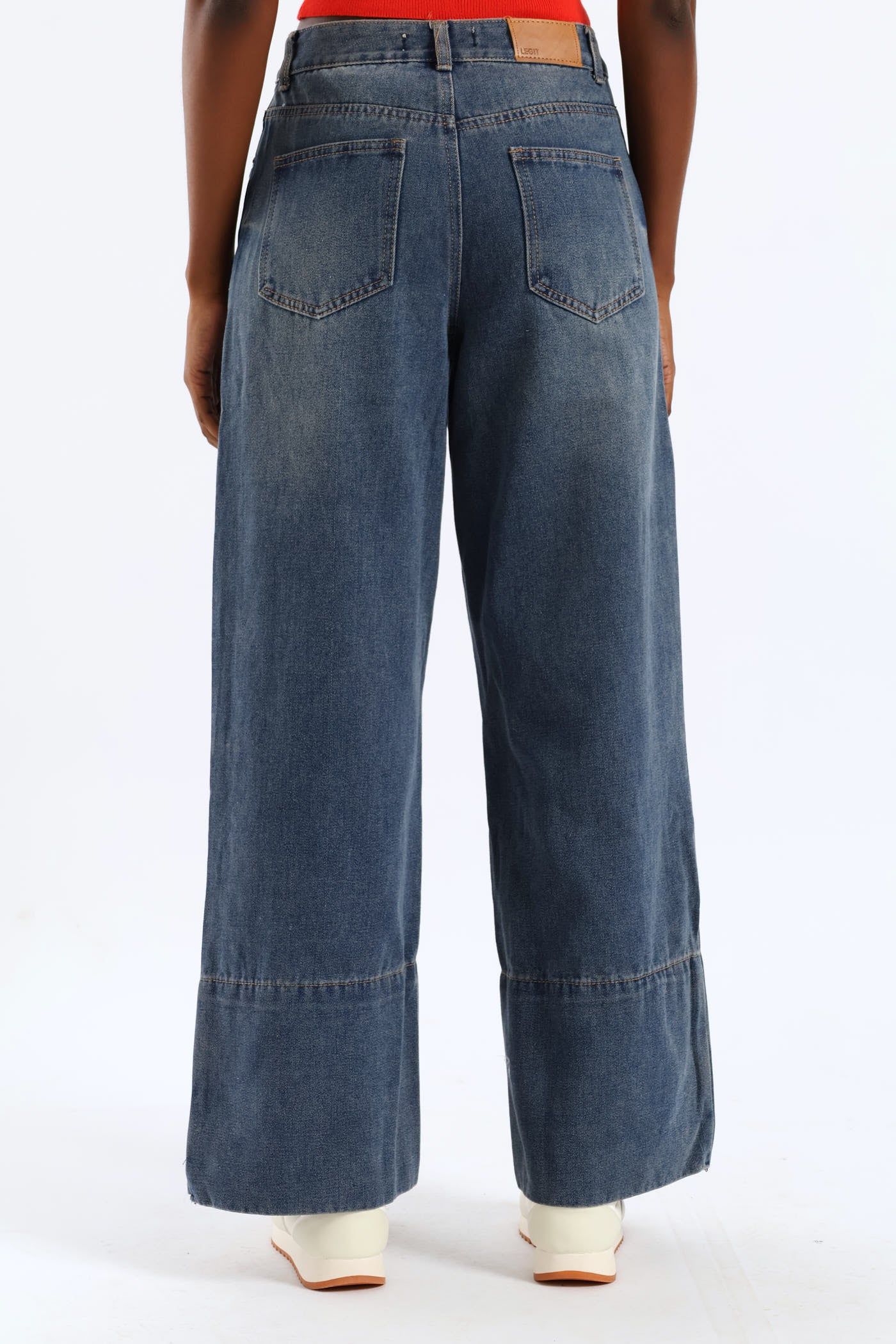 Wide Hem Wide Leg Tea Stain Jean - Ink - Image 2