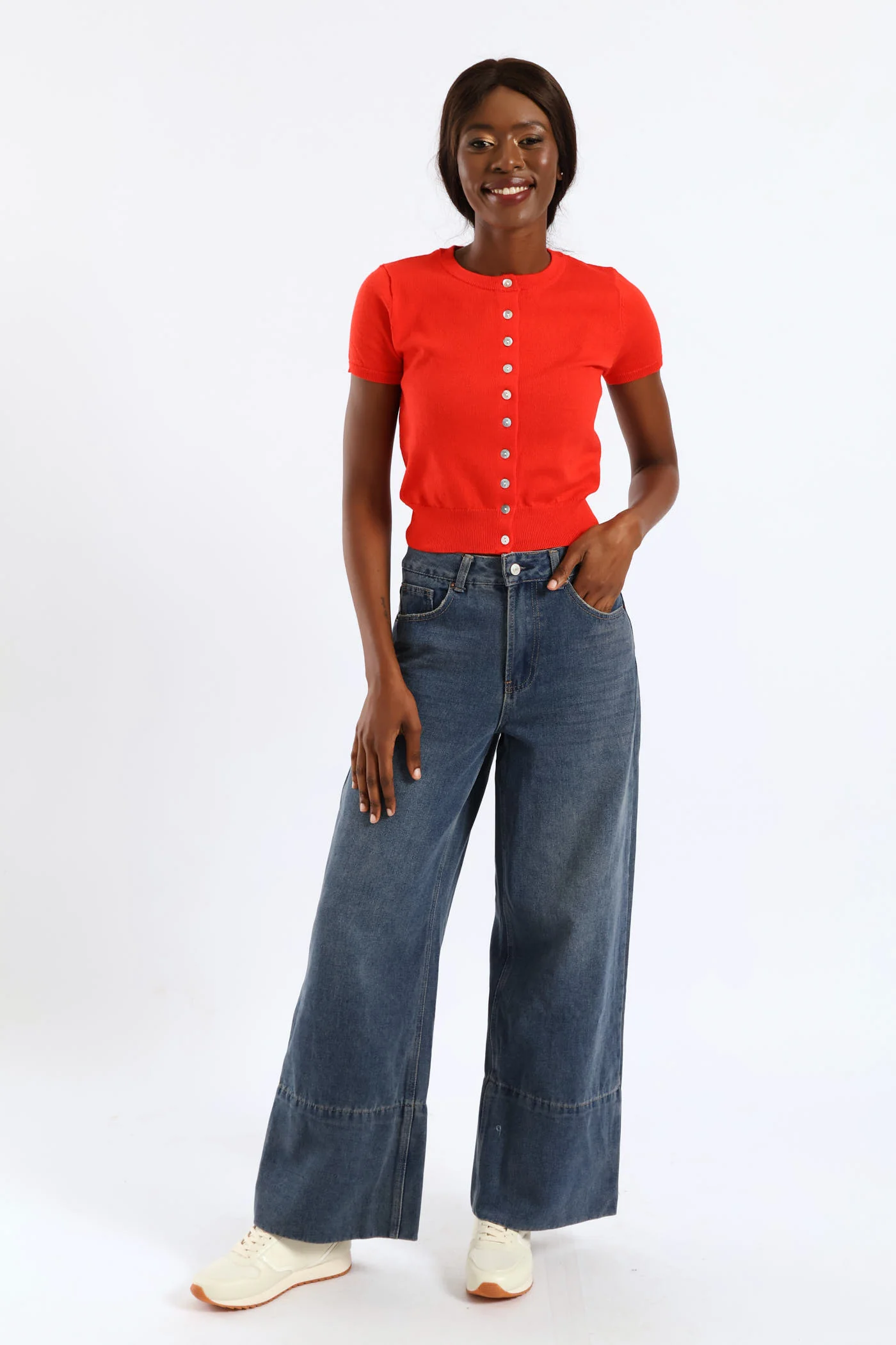 Wide Hem Wide Leg Tea Stain Jean - Ink - Image 5