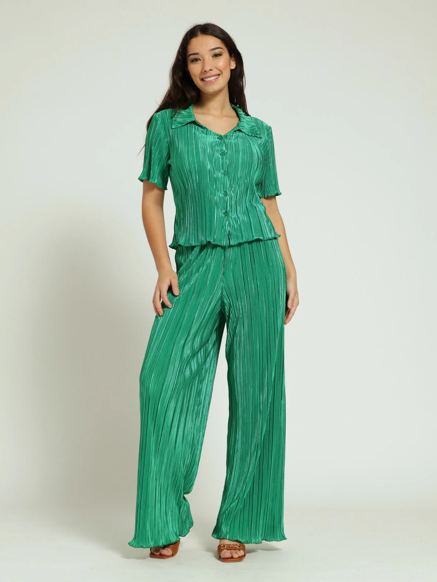 Wide Leg Bodre Pants - Green - Image 2