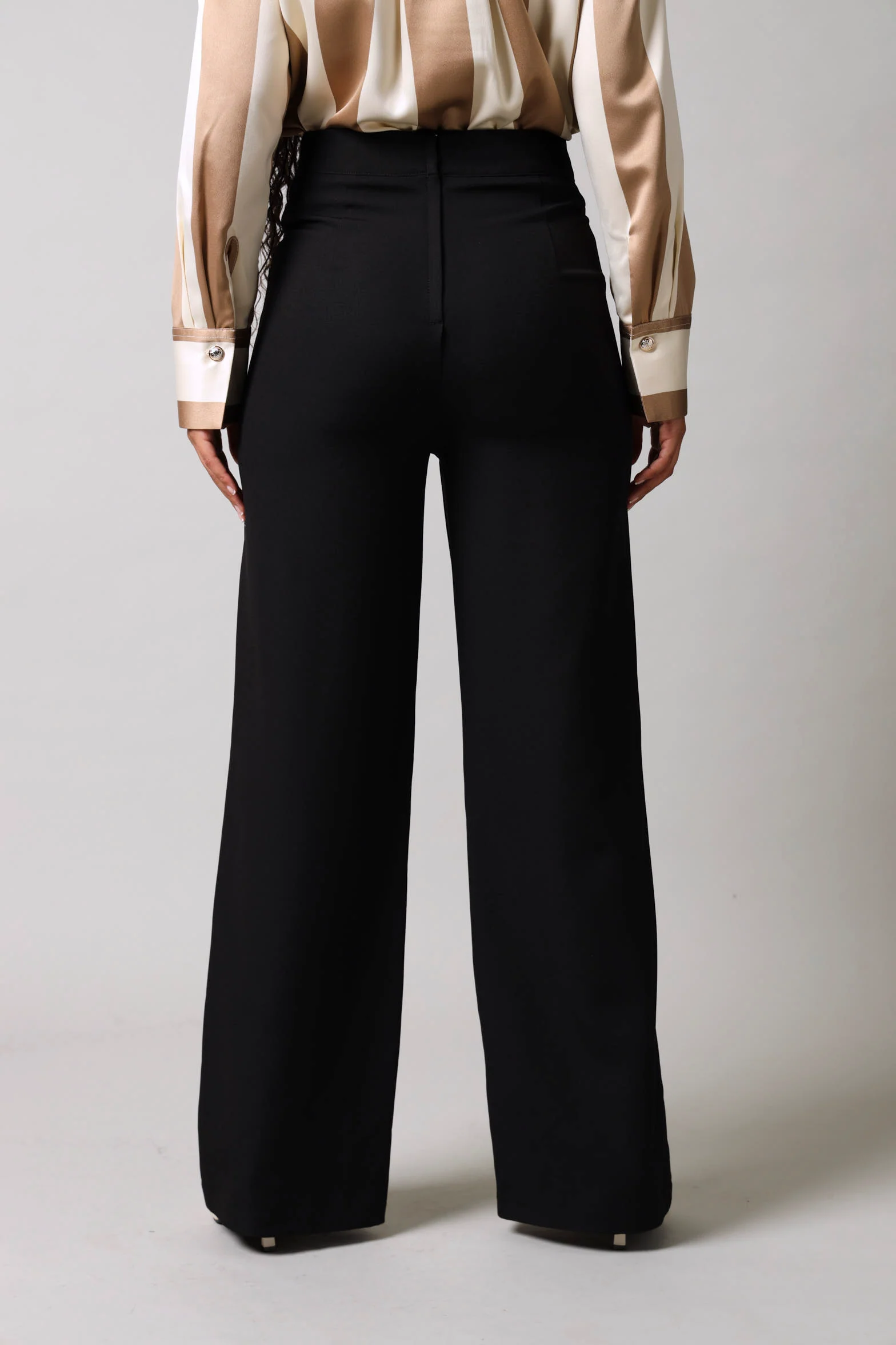 Wide Leg Pintuck Pants - Black - Image 4
