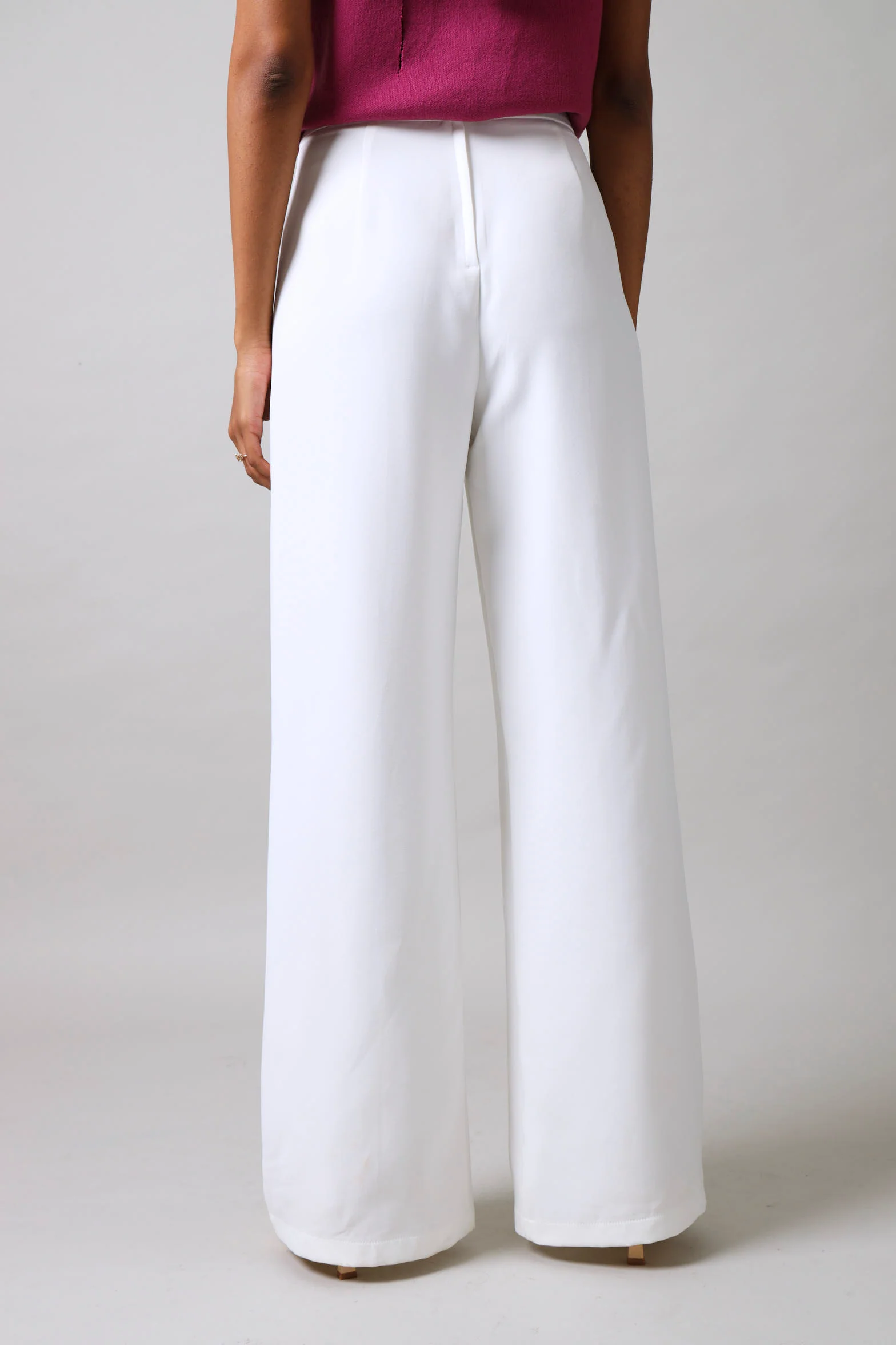 Wide Leg Pintuck Pants - White - Image 4