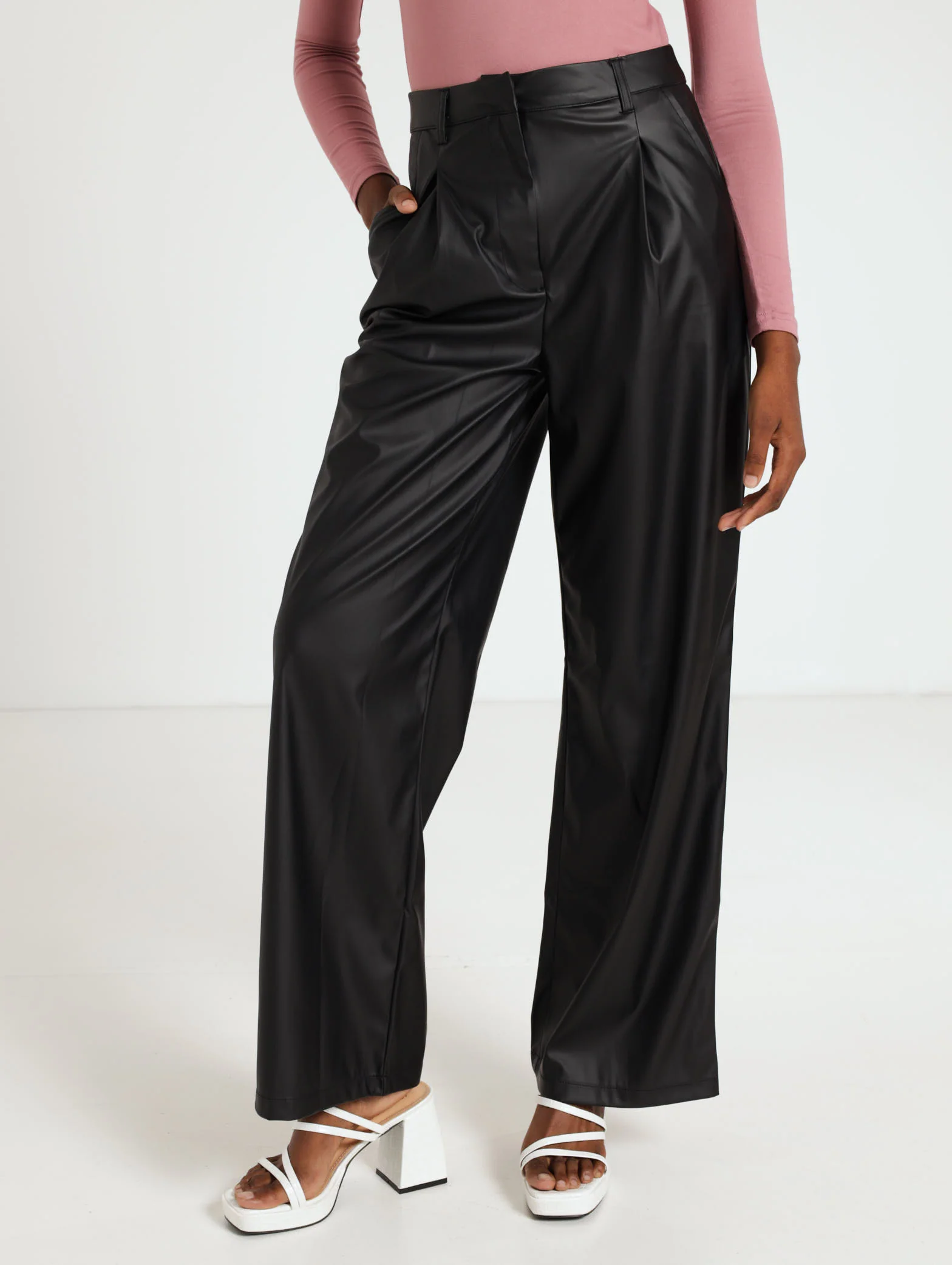 Wide Leg Pu Pant