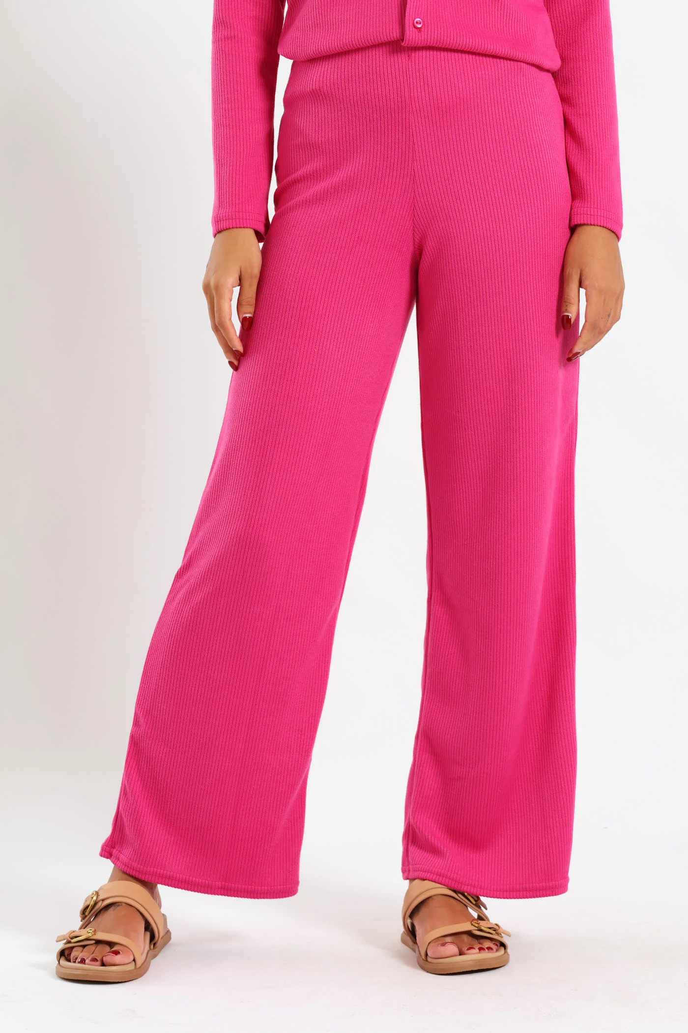 Wide Leg Relaxed Loungewear Pants - Magenta