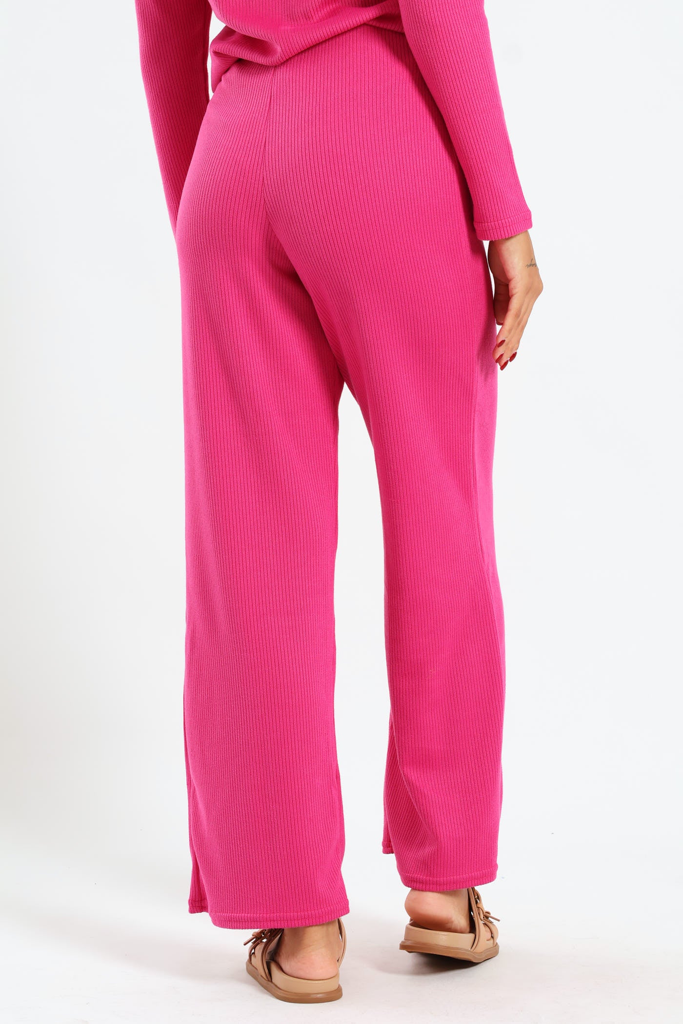 Wide Leg Relaxed Loungewear Pants - Magenta - Image 5