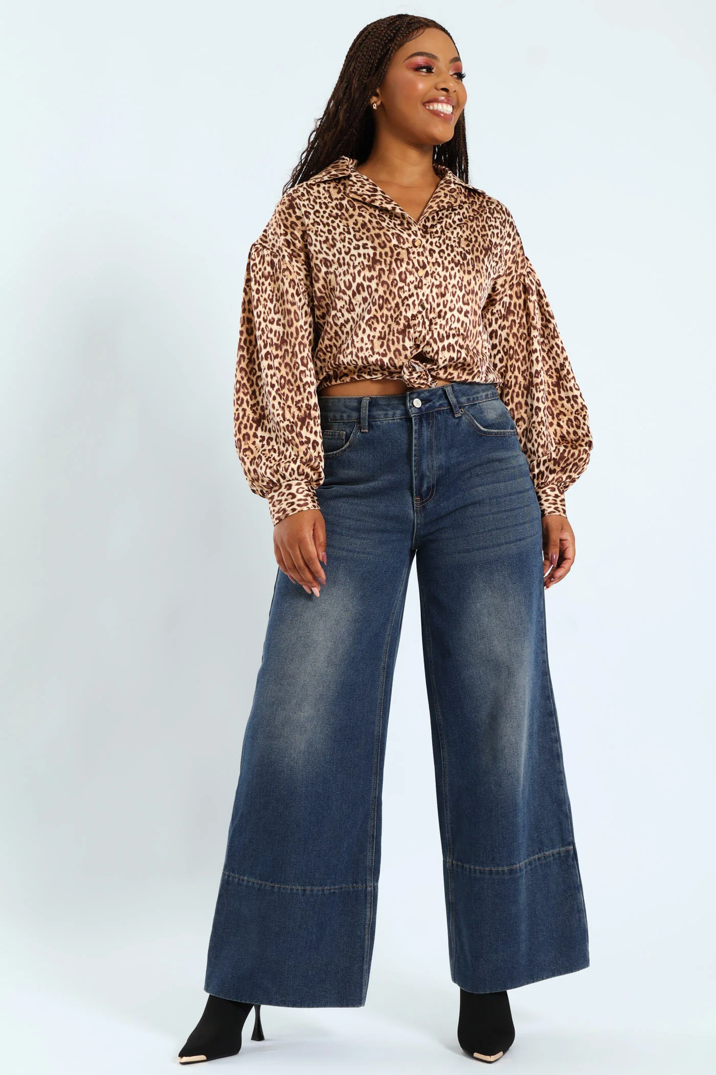 Wide Leg Tea Stain Jean - Ink - Image 4