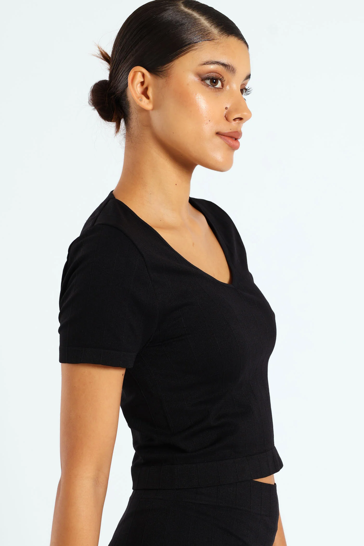 Wide Ribb Seamless Top - Black - Image 3